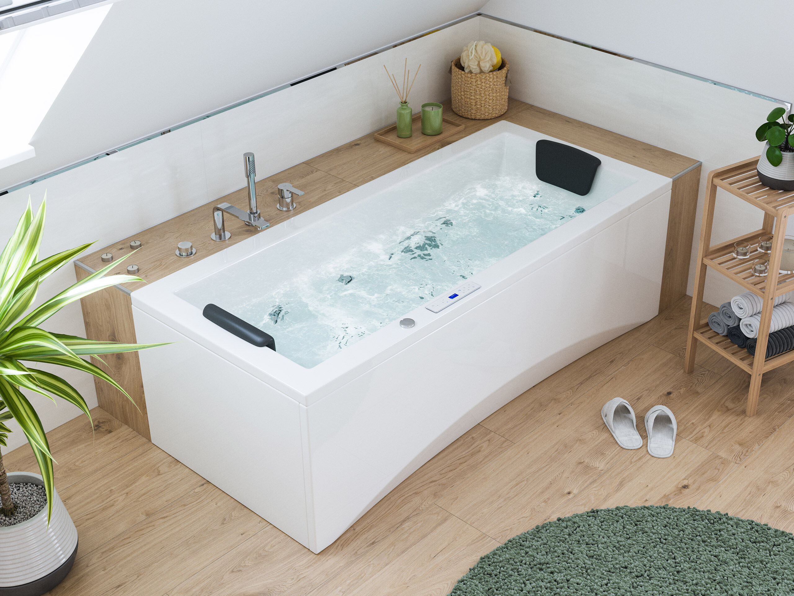 Rechteck Whirlpool Unity 180x80 Made in Germany 24 Massagedüsen mit Armatur