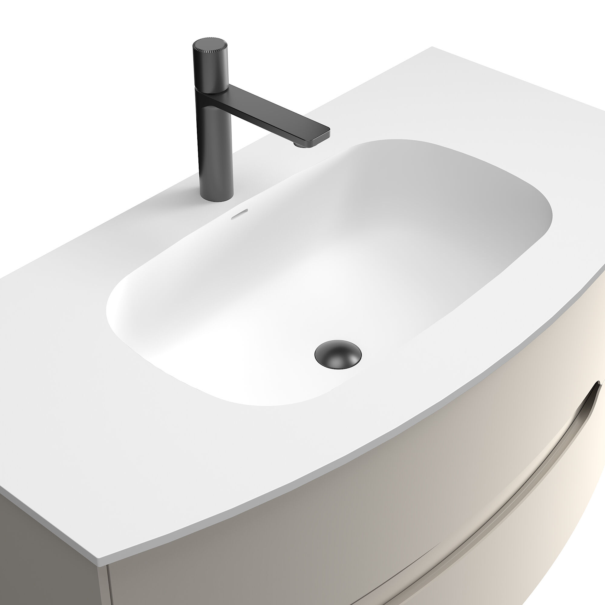Badmöbel Riva & Waschtisch 100 cm SoftClose montiert kaschmir matt
