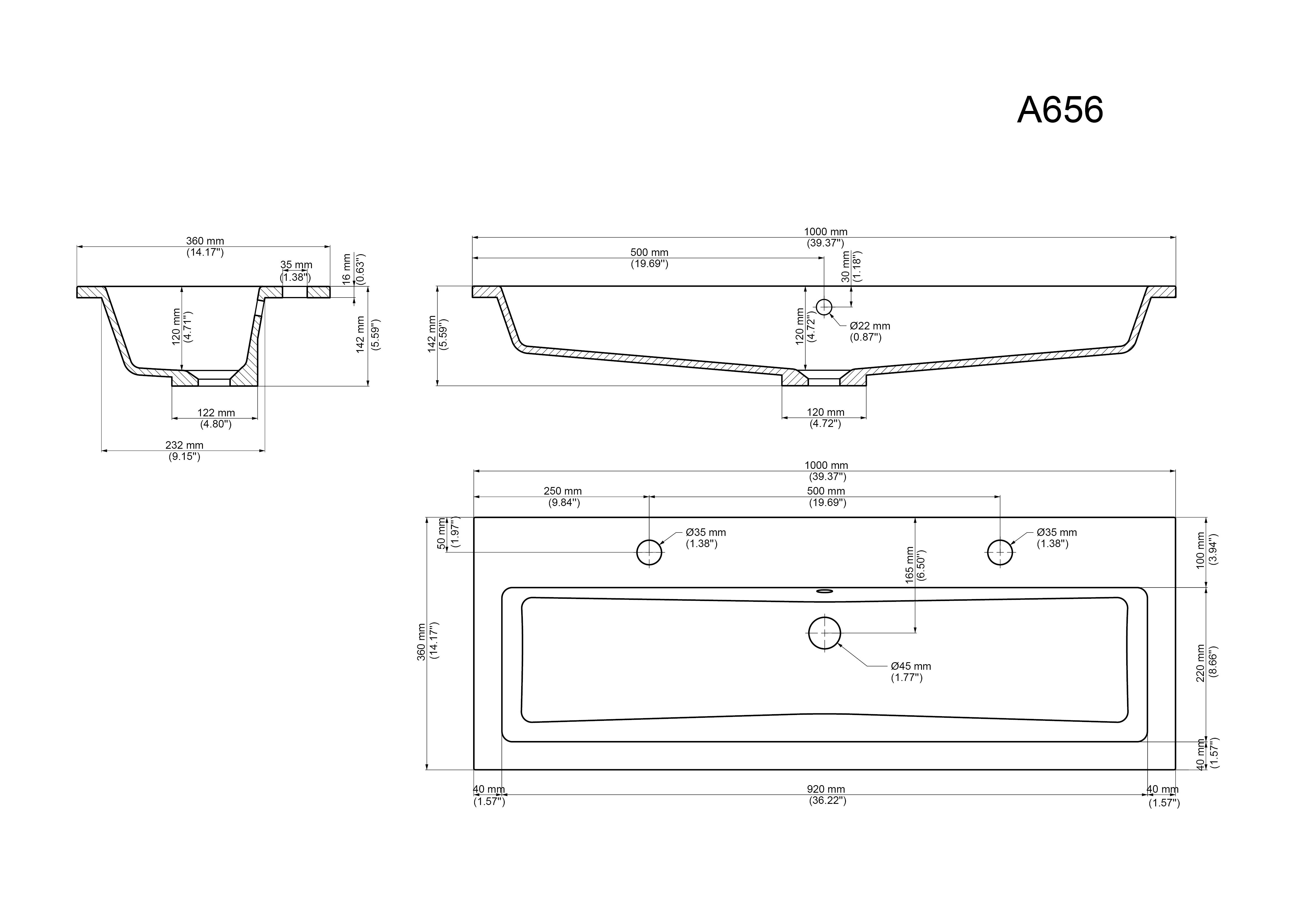 Badmöbel Mars 1000 2 Hahnlöcher 2-teilig mit LED Spiegel SlimLine grafit