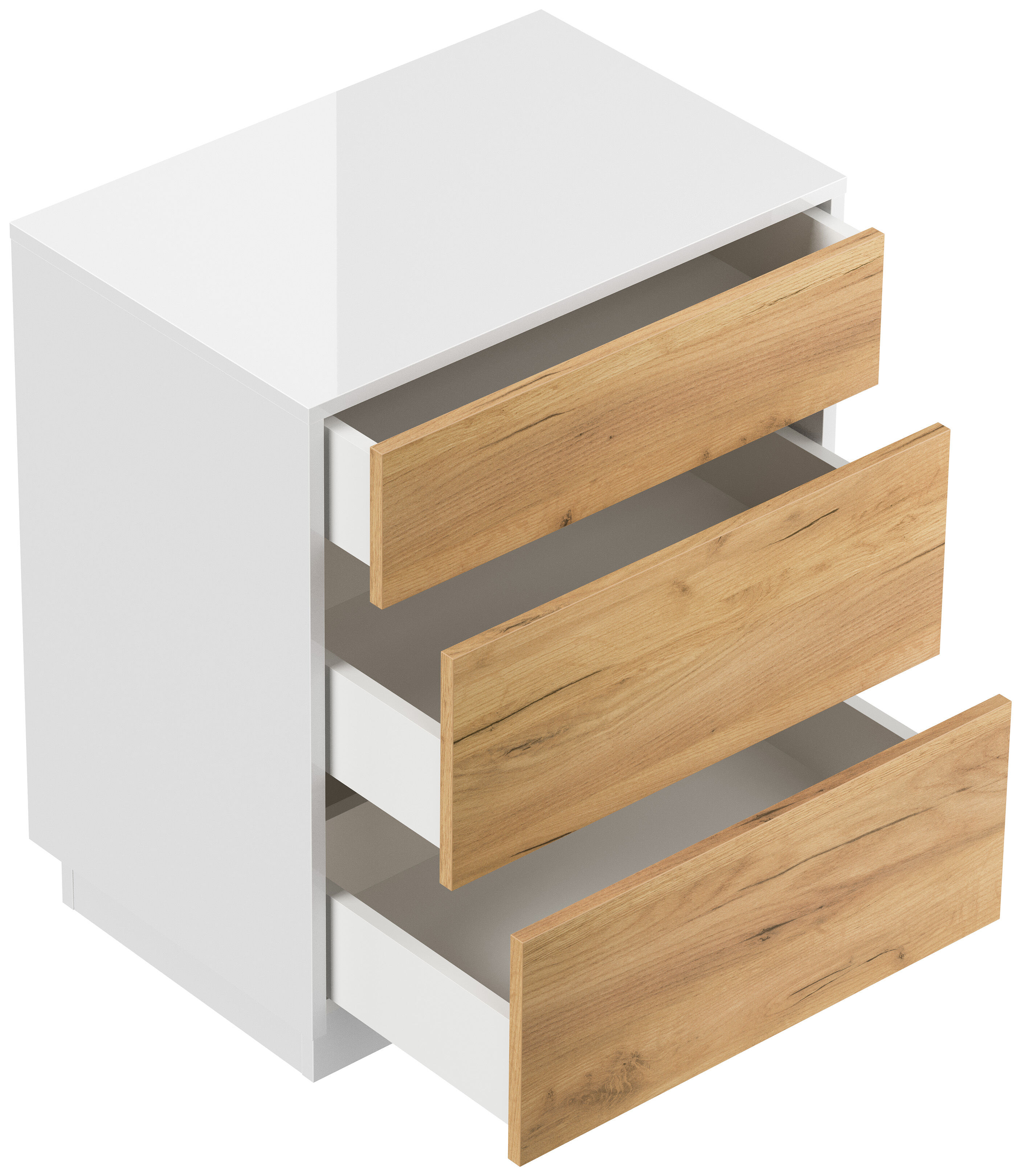 Design Nachttisch Lux L 60cm stehend, 3 Pushauszüge Grafit