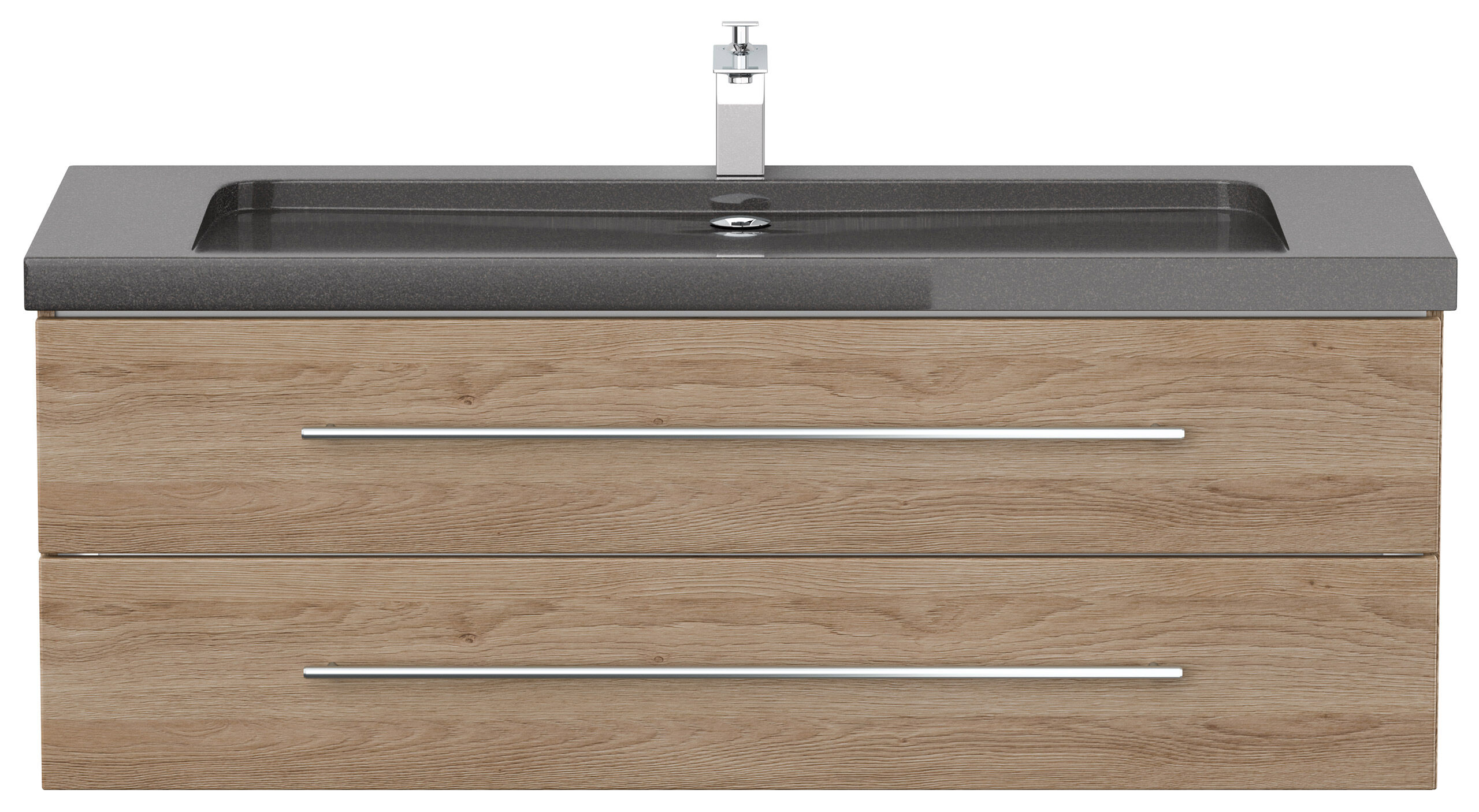 Badmöbel Granit G654 Damo 130 cm 1 Hahnloch SoftClose eiche hell