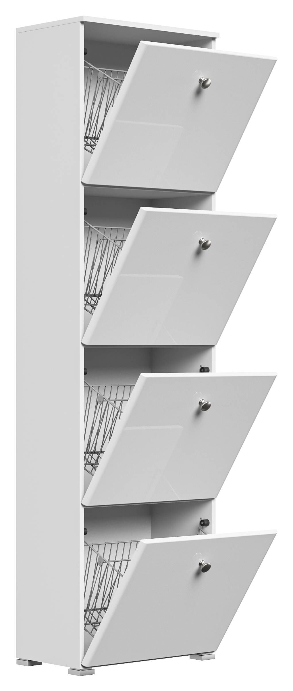 Garderobe Set 013 Lancaster 3 tlg Schuhschrank 4 Klappen 16 Paar Weiss-Weiss Hgl