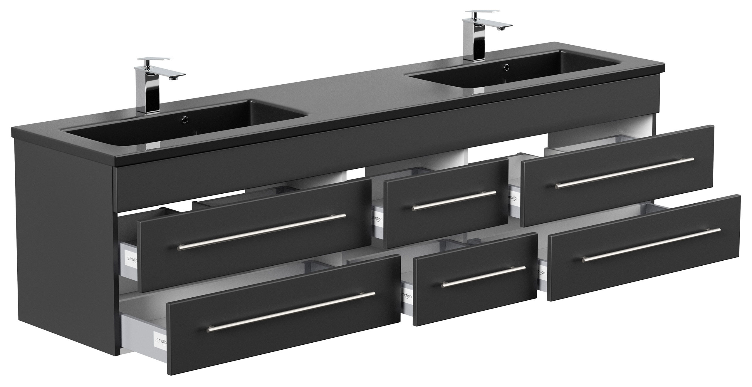 Badmöbel Compose 200 schwarzes Waschbecken SoftClose schwarz
