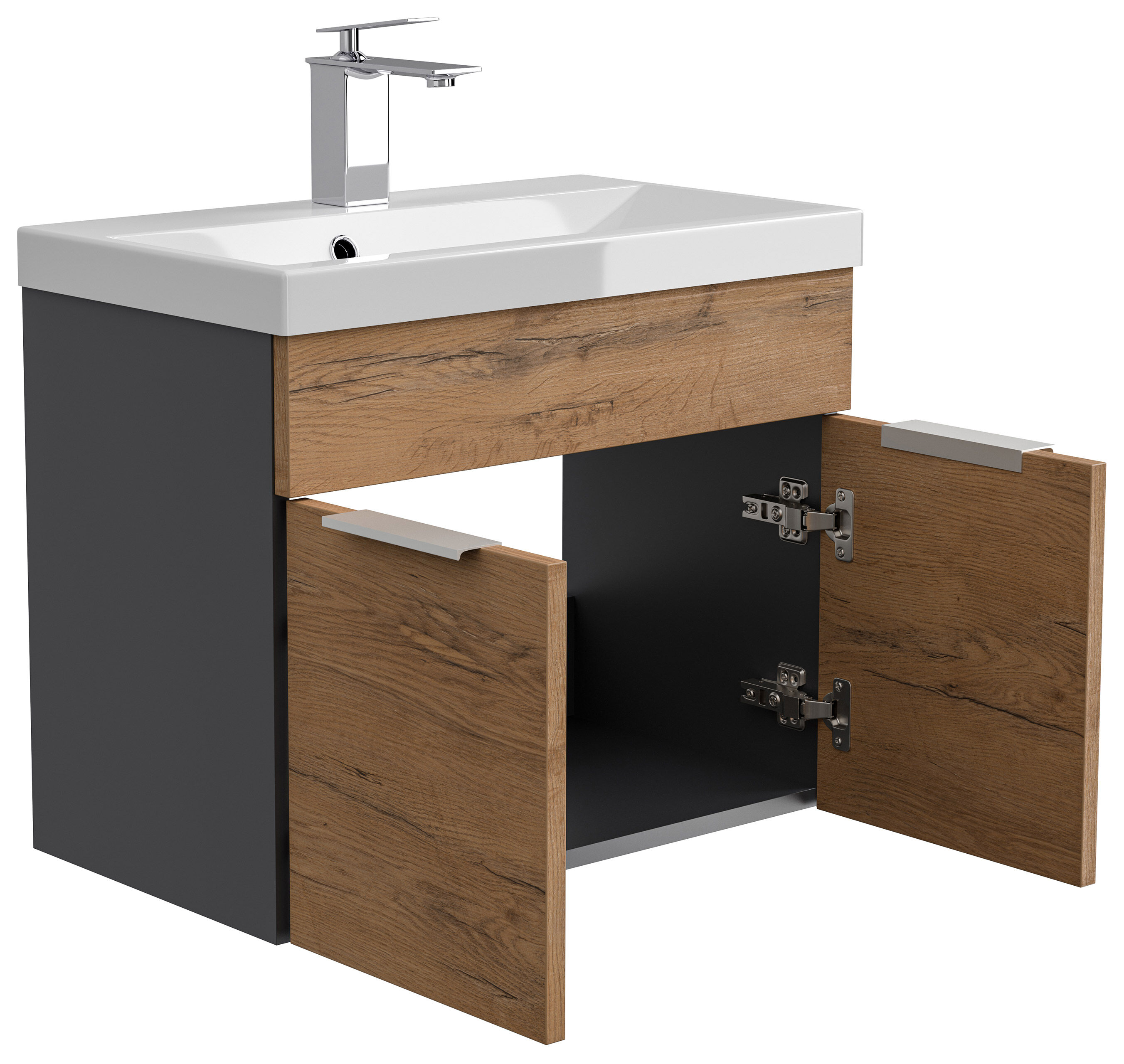 Badmöbel-Set Slimline Vega 2tlg mit Spiegel SoftClose weiss hochglanz/weiss matt