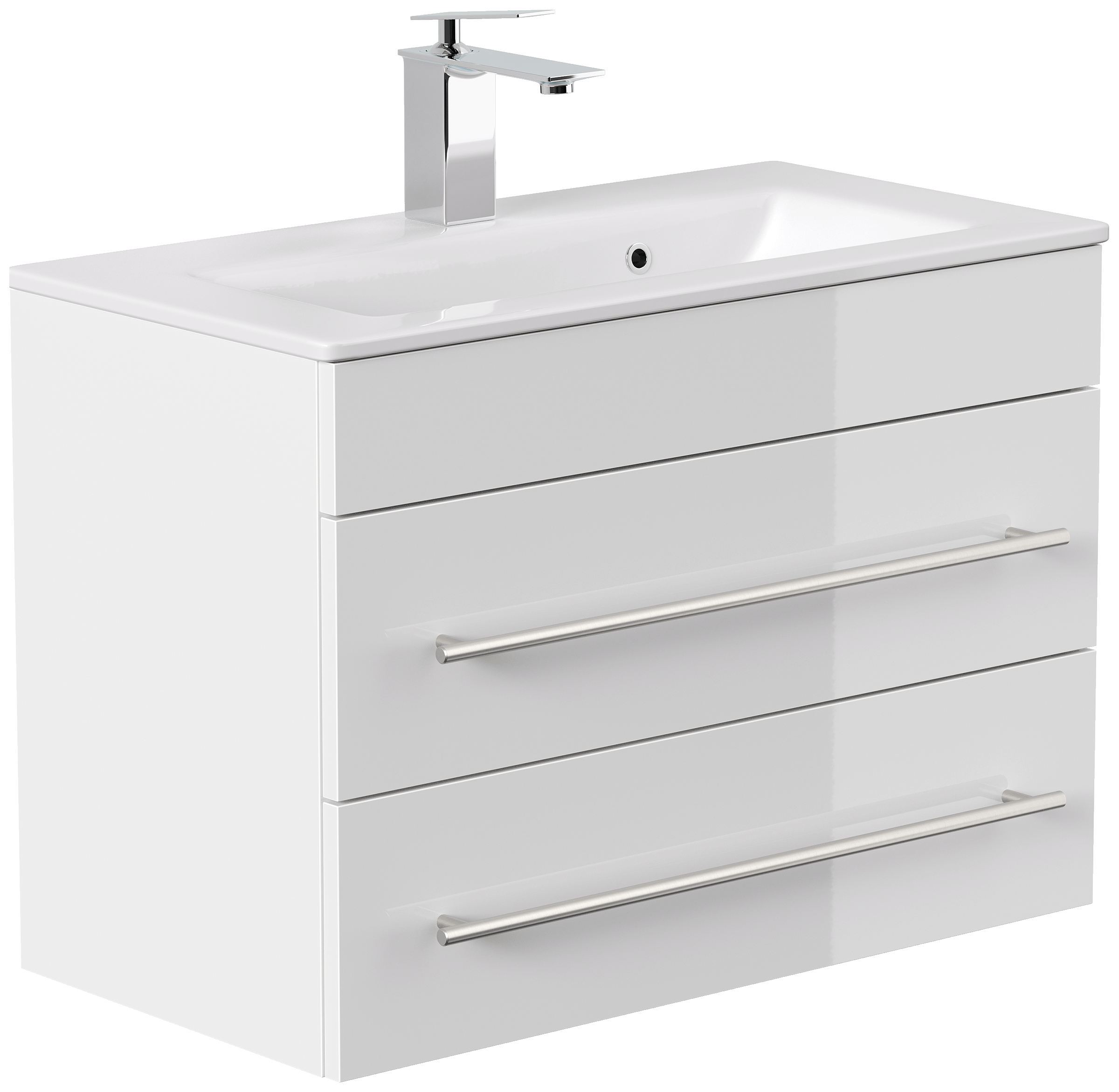 Badmöbel Mars 700 SlimLine 70x36cm mit 2 SoftClose Schubladen weiss hochglanz