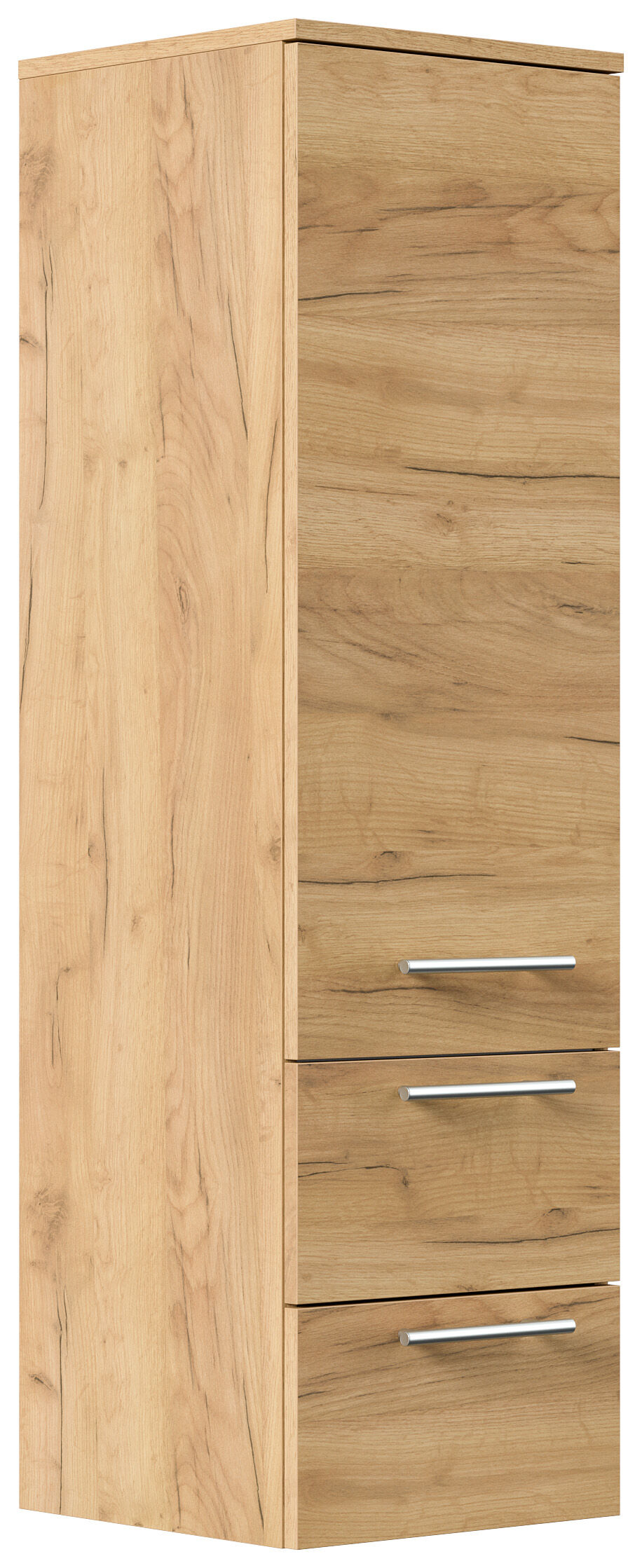 Badmöbel Set Firenze 70 3tlg. LED Spiegel und Seitenschrank eiche gold