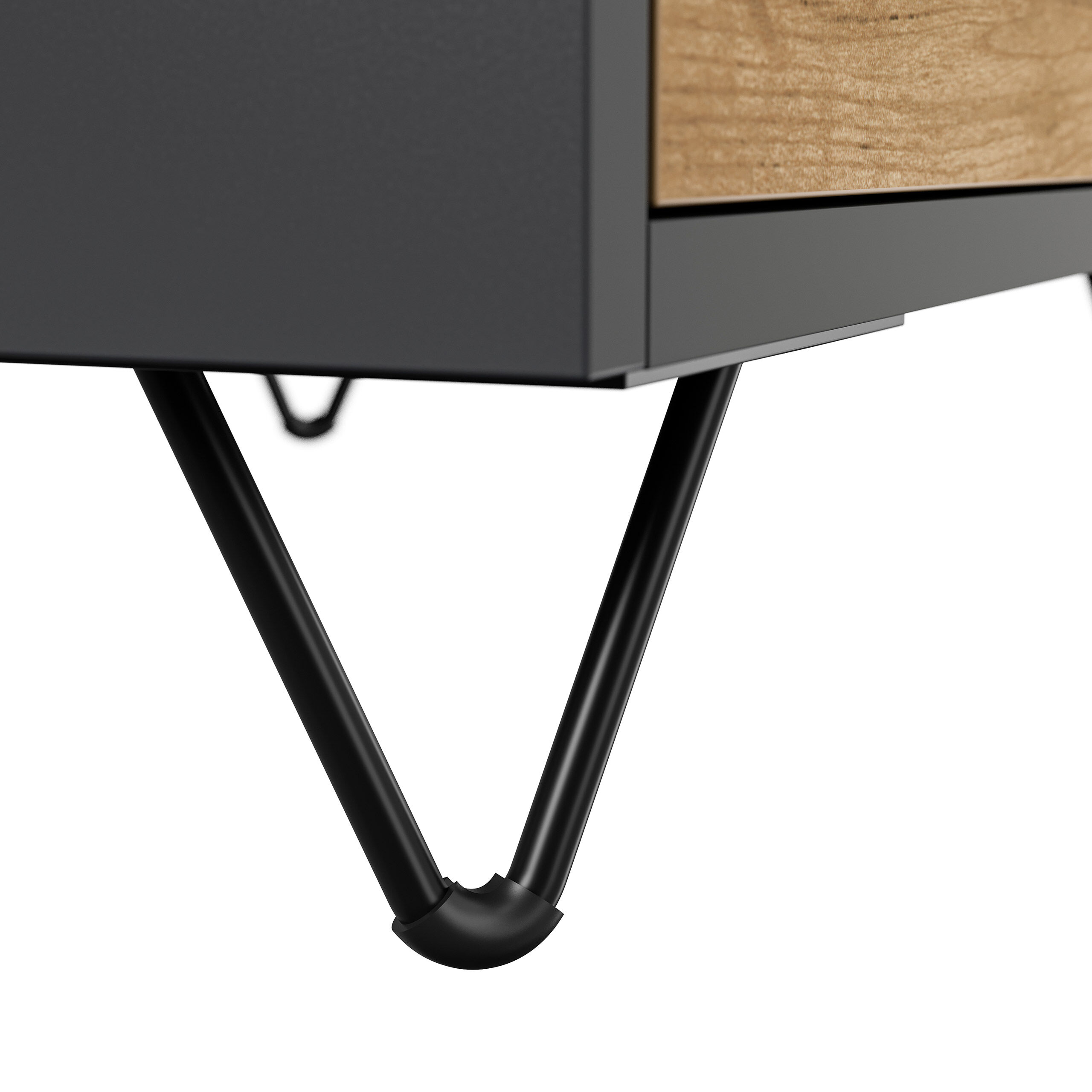 Nachttisch Yako 60cm 2 SoftClose stehend Weiß & Eiche Top