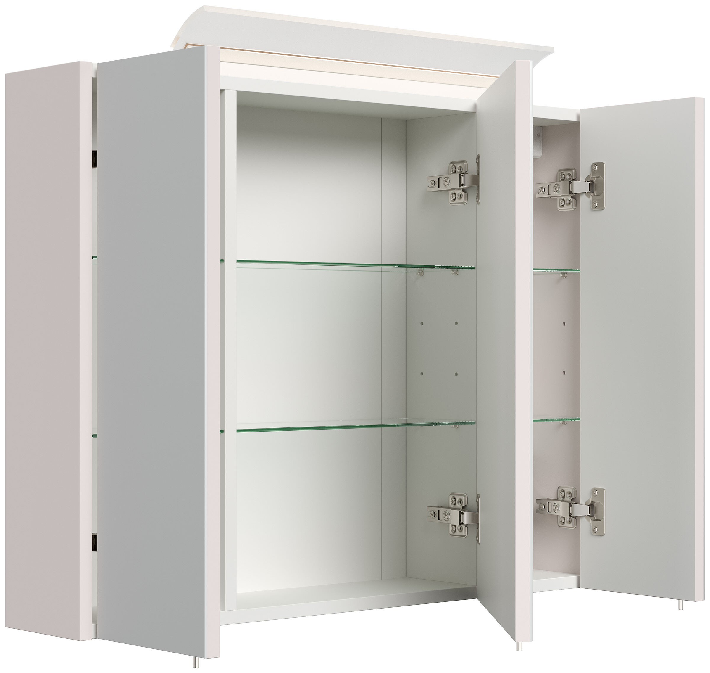 Spiegelschrank 80cm inkl. Design LED-Lampe und Glasböden eiche gold