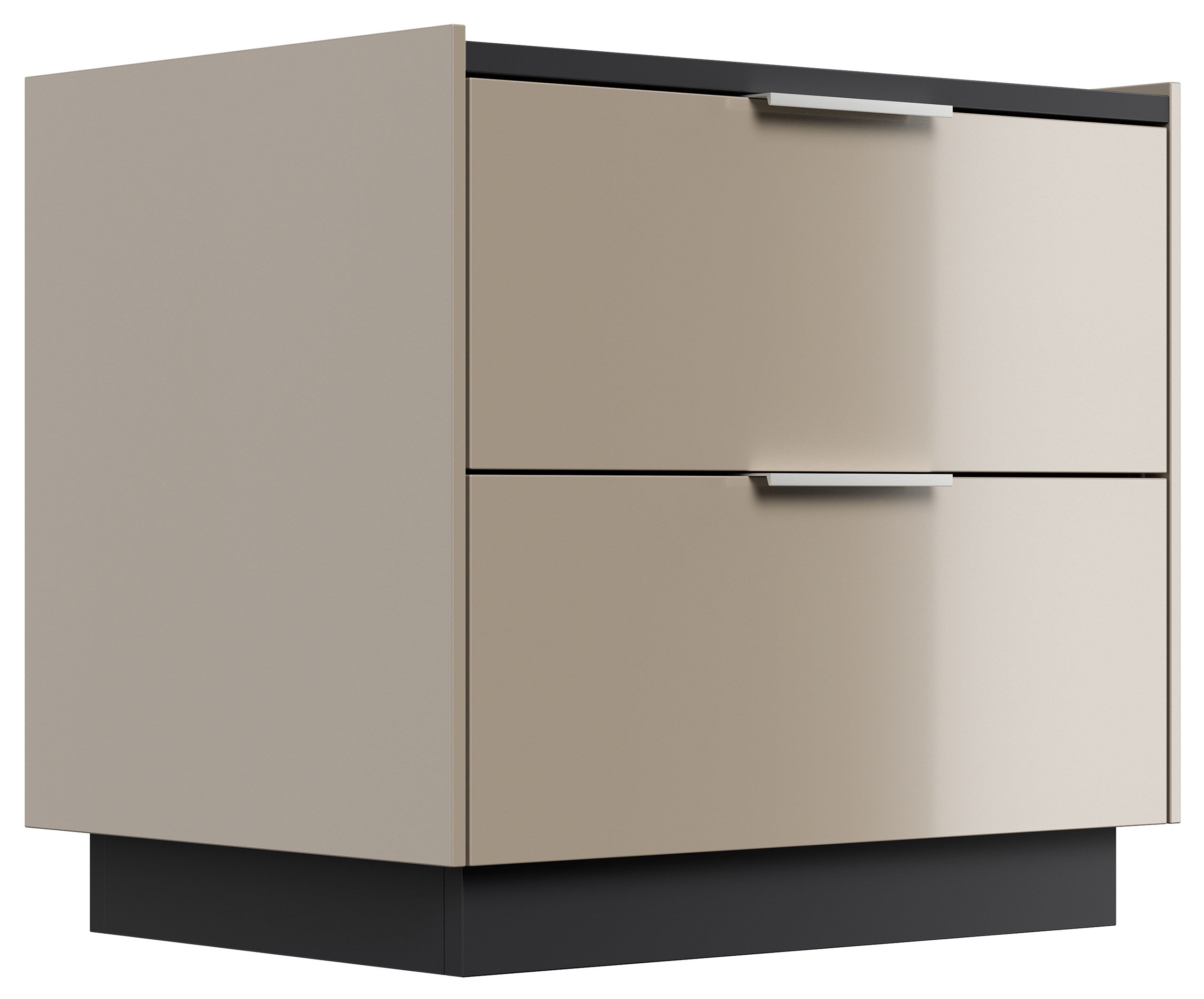 Design Nachttisch Kommode Artem 60cm, 2 Softeinzüge lackiert Weiß Hgl