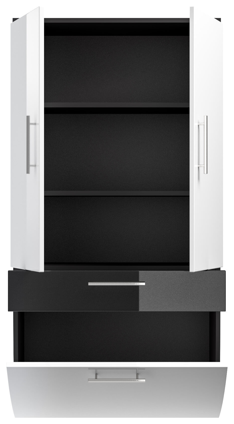 Hochschrank 135x70cm Salona L Weiss / Grafit