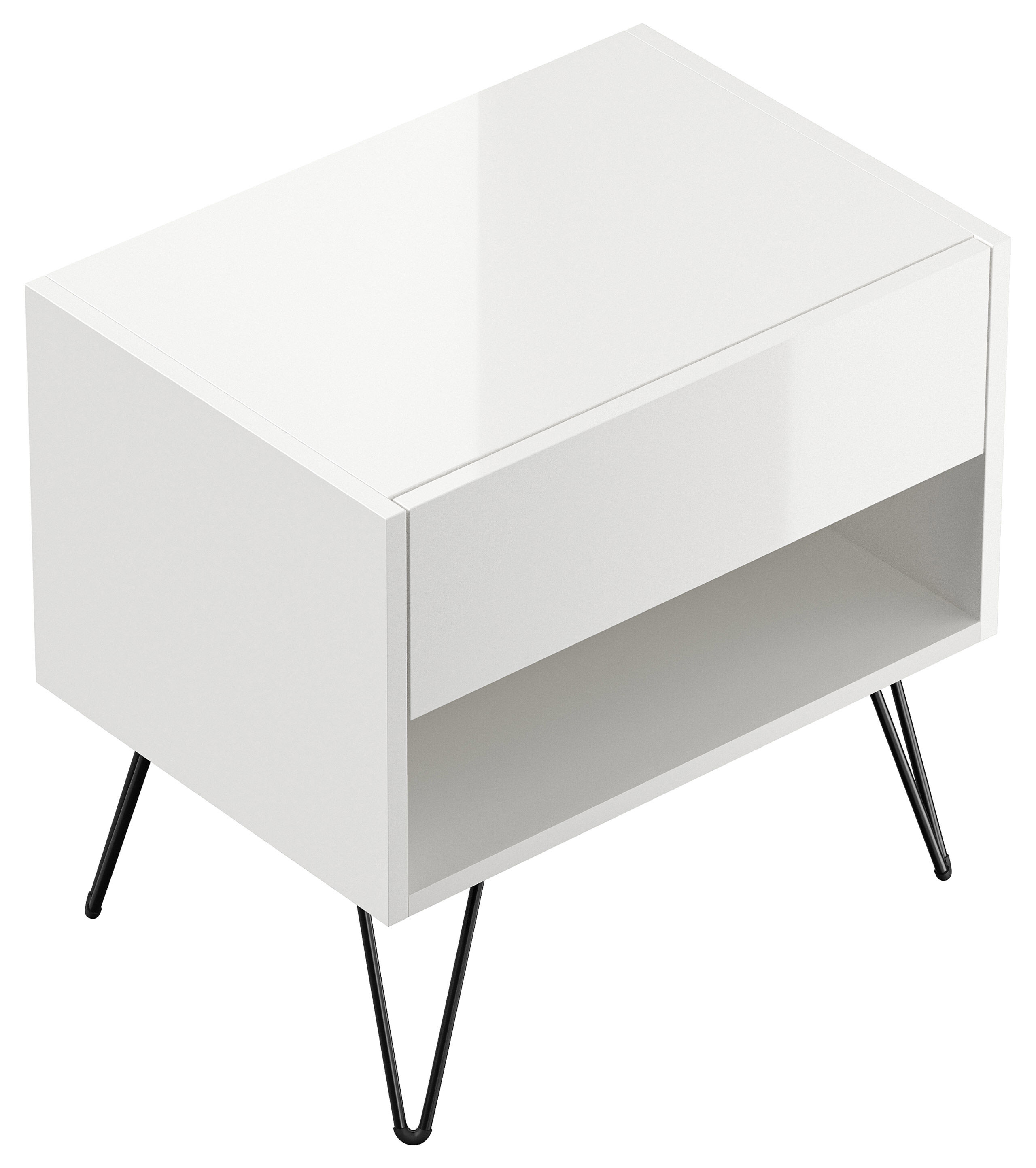 2er Set Nachttisch Dion 50cm SoftClose stehend Weiß Hgl