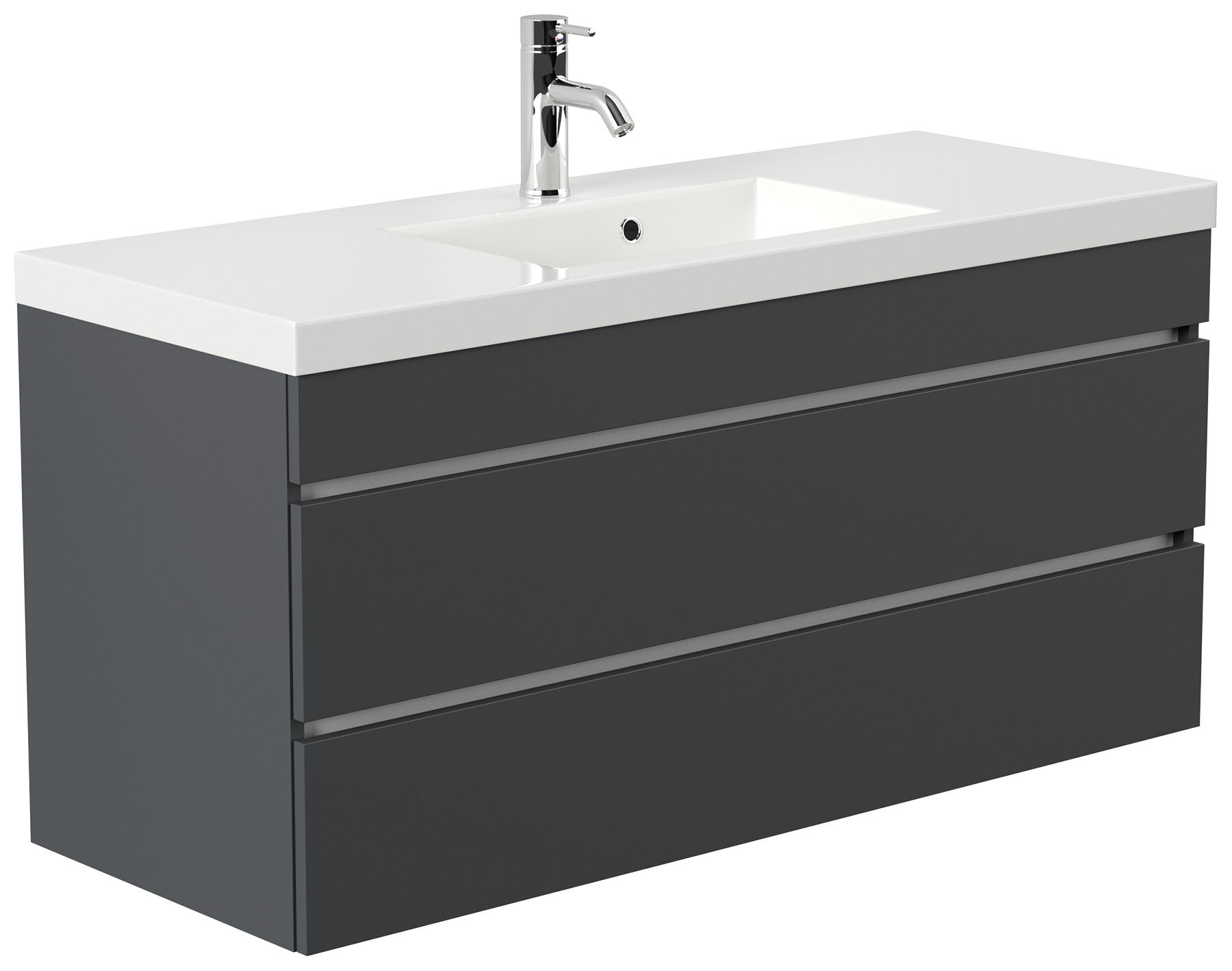 Badmöbel GENEVA 120 SoftClose grafit mit grifflosen Schubladen