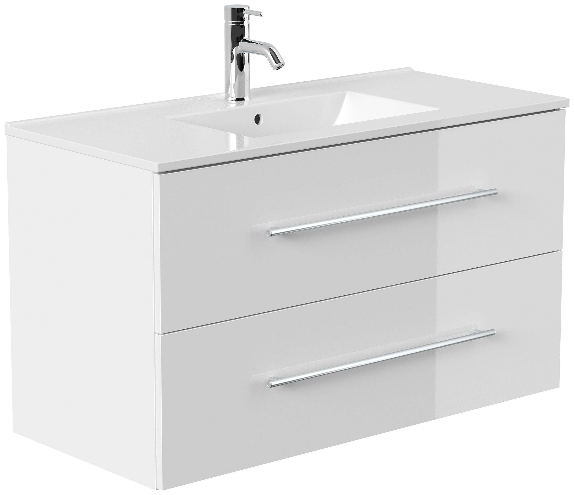 Badmöbel Set Firenze 100 3tlg. Spiegelschrank & Seitenschrank weiß hochglanz