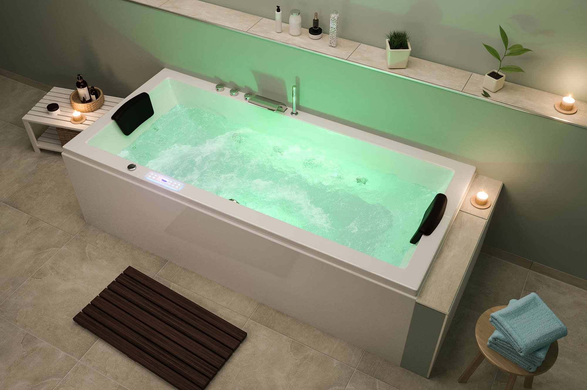 Rechteck Whirlpool Unity 190x90 Made in Germany 24 Düsen Befüllung Überlauf