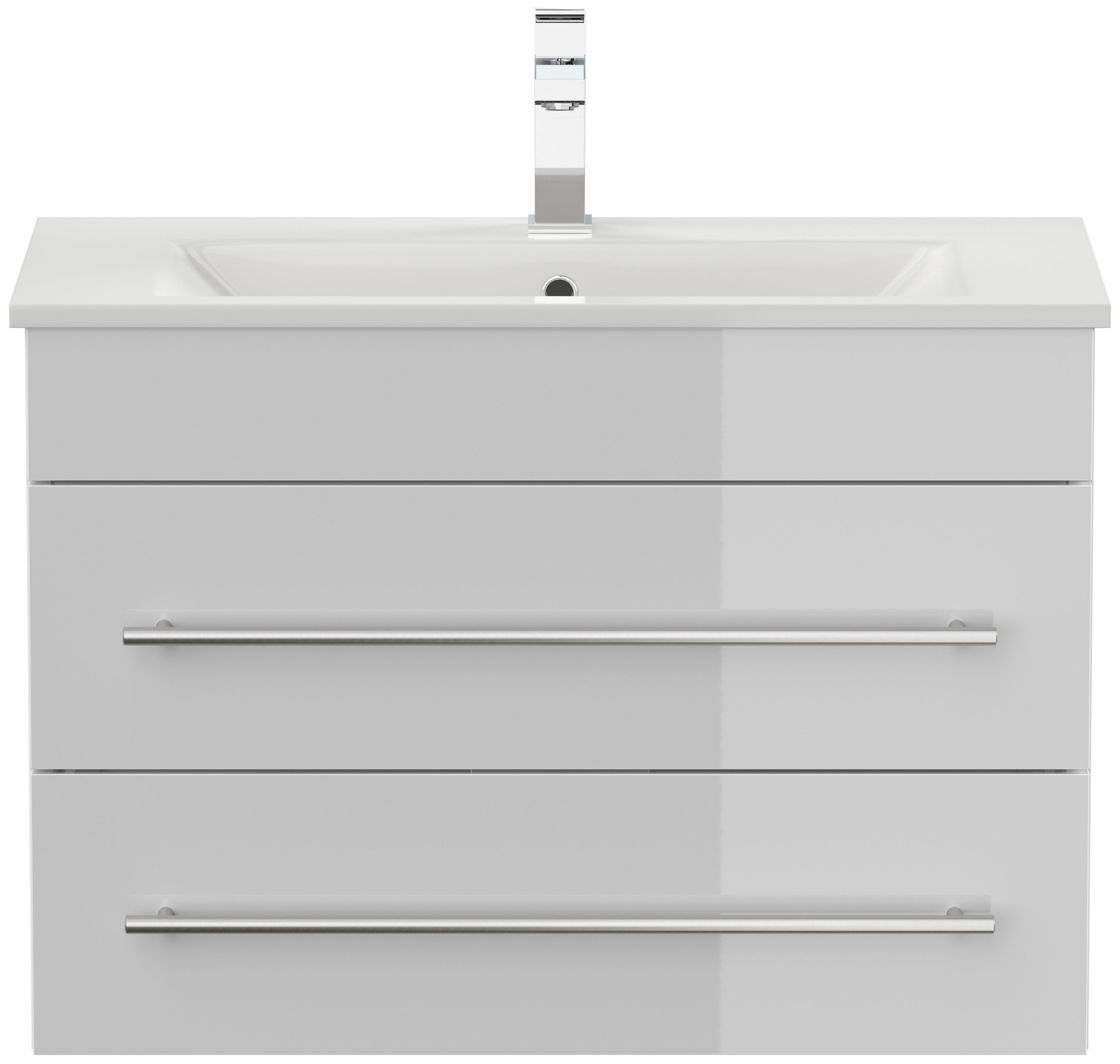 Badmöbel Mona 80x36cm mit 2 SoftClose Schubladen weiss hochglanz