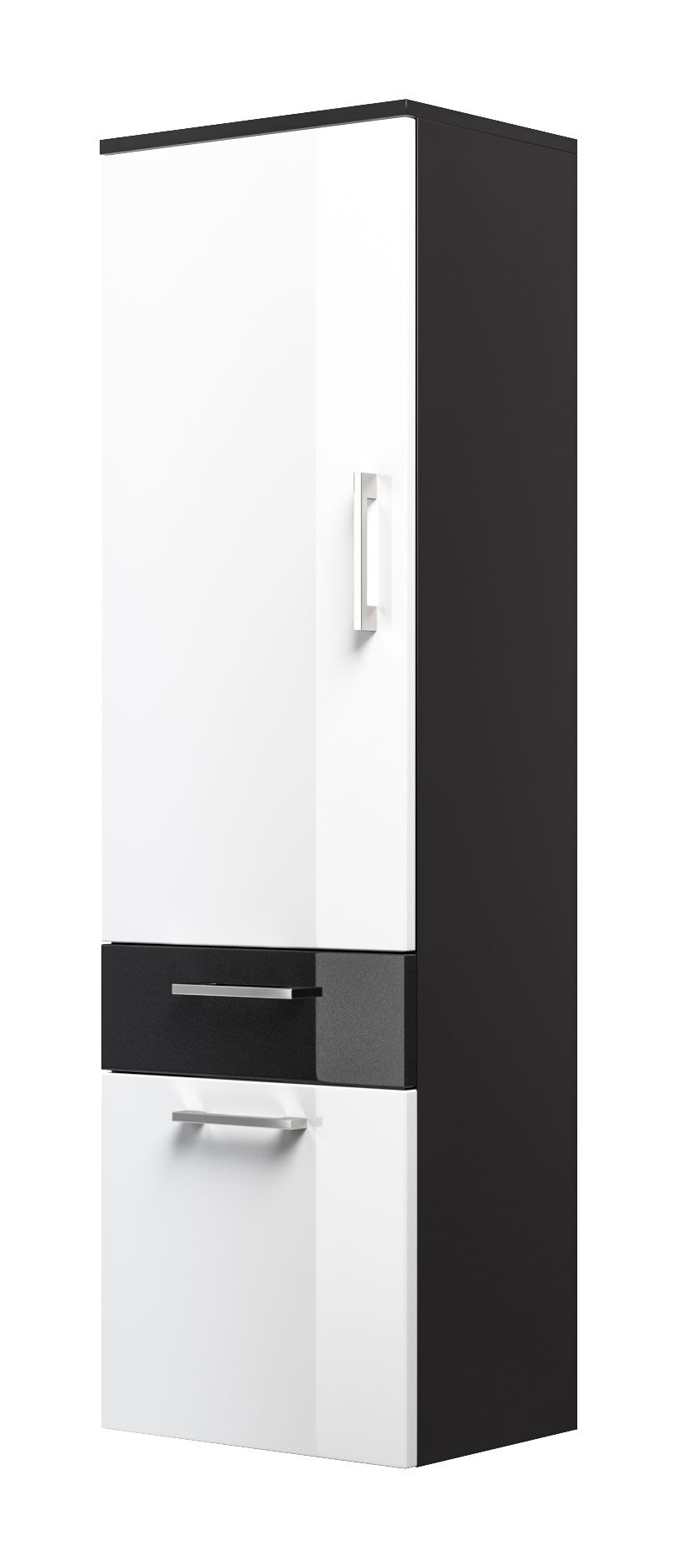 Hochschrank Rima 135 cm Weiss hochglanz/Grafit hochglanz