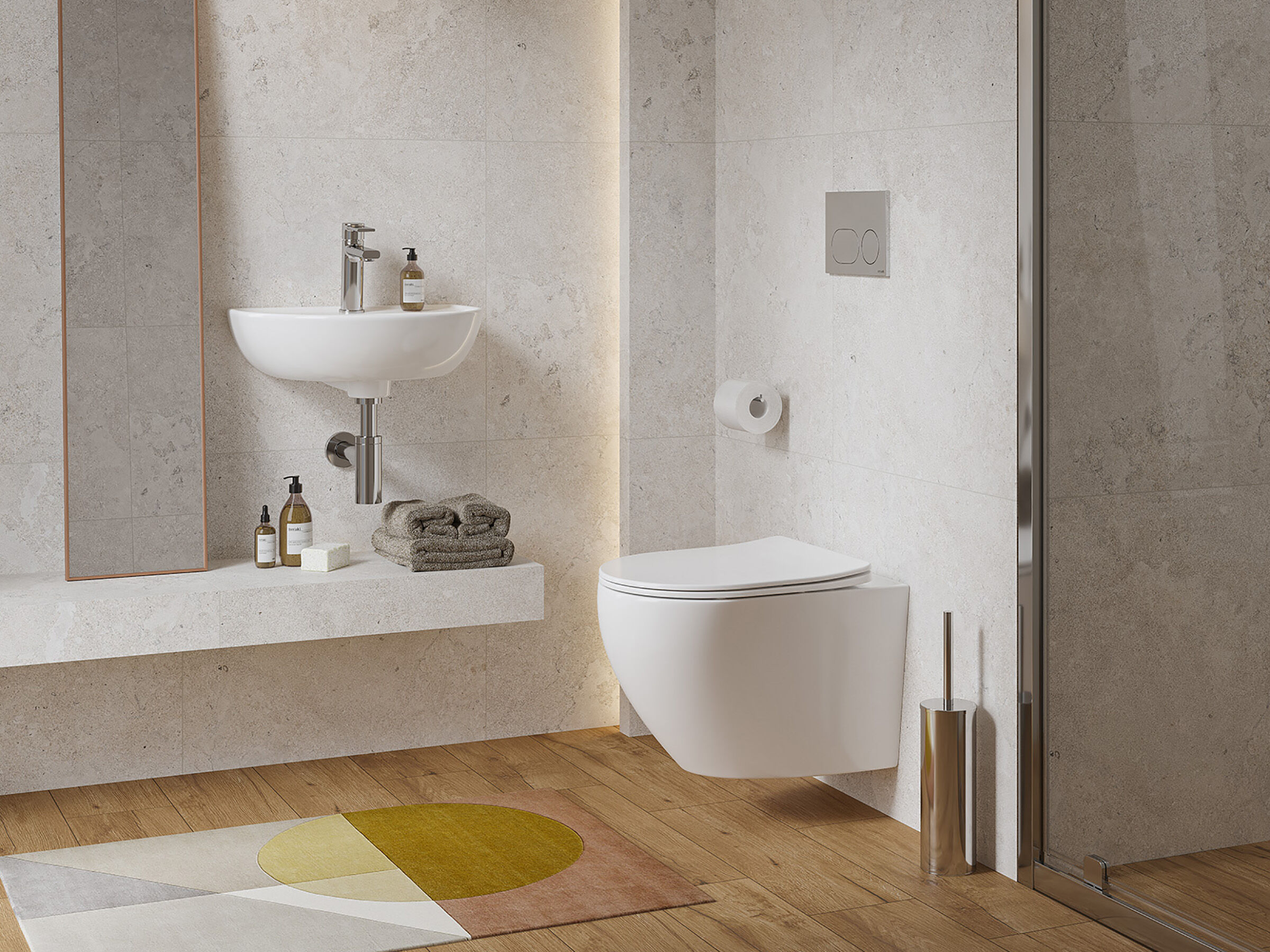 Wand-WC Komplettset DESSE mit WC-Sitz-Absenkenautomatik und Tornado-Spülung