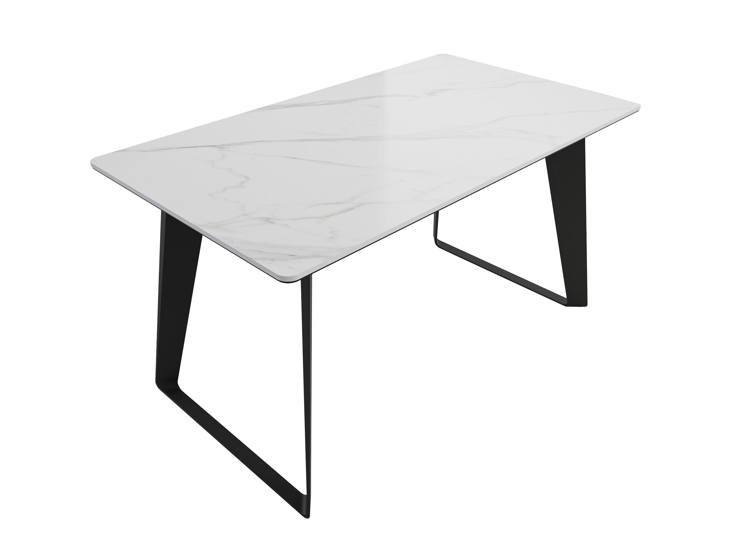 Esstisch 140x80cm weiße Keramikplatte schwarze U-Form Beine | Weiss