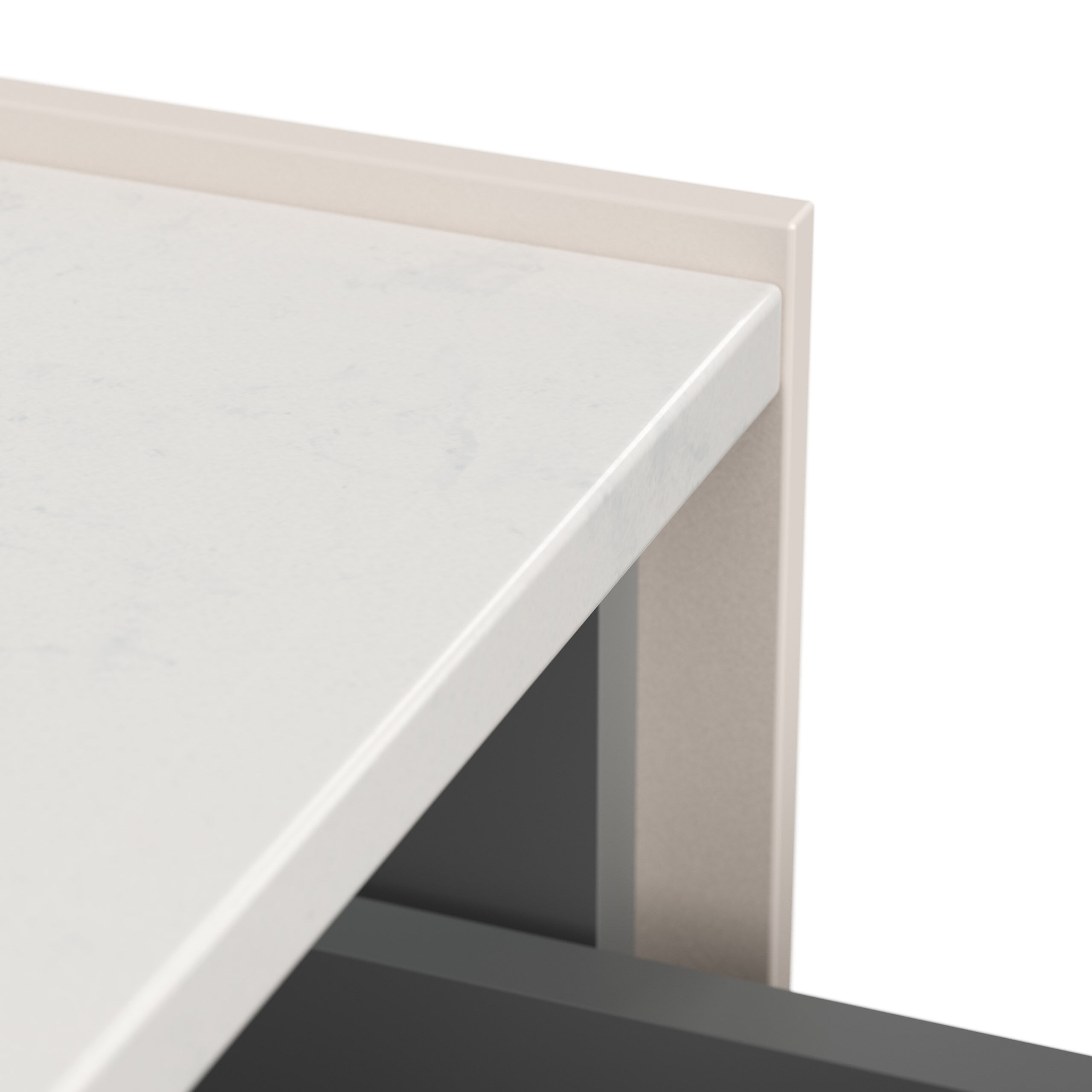 Design Nachttisch Kommode Lux L 60cm, Quarztop, 3 Pushauszüge lackiert Weiß Hgl