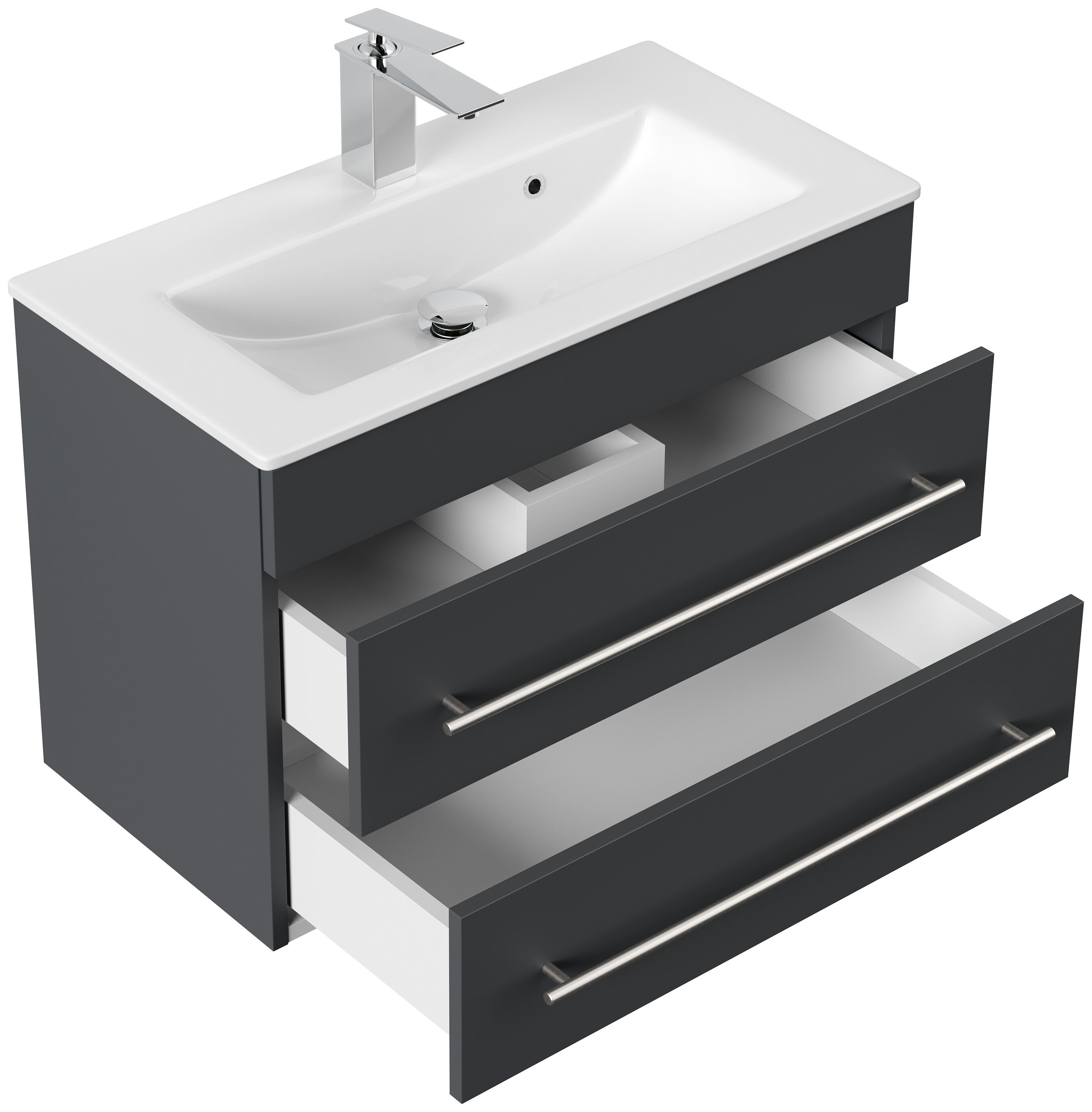 Badmöbel Mars 700 2-teilig mit LED Spiegel SlimLine grafit