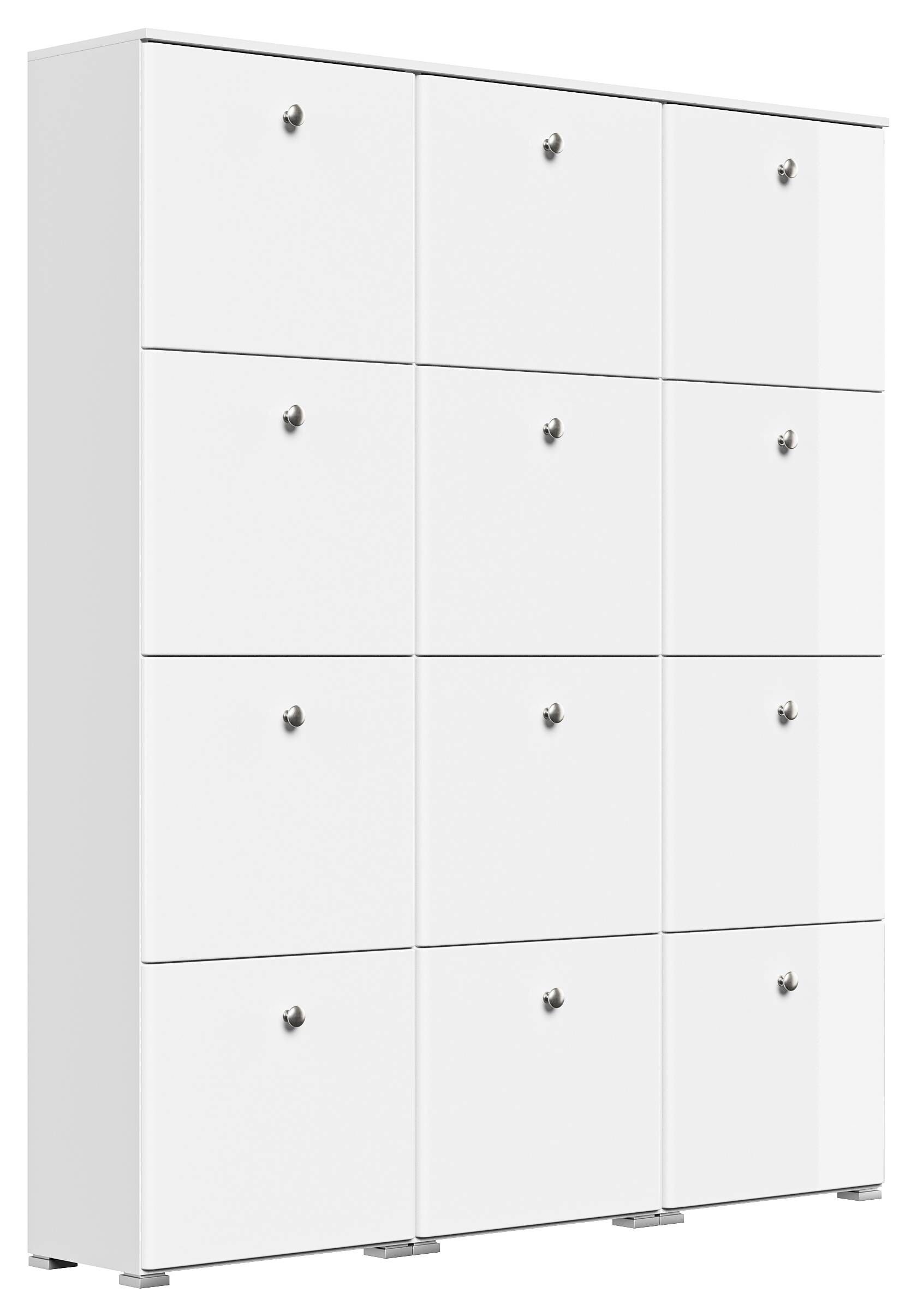 Schuhschrank XXXL Comfort 12 Klappen 48 Paar 160x187 cm Weiss-Brombeer