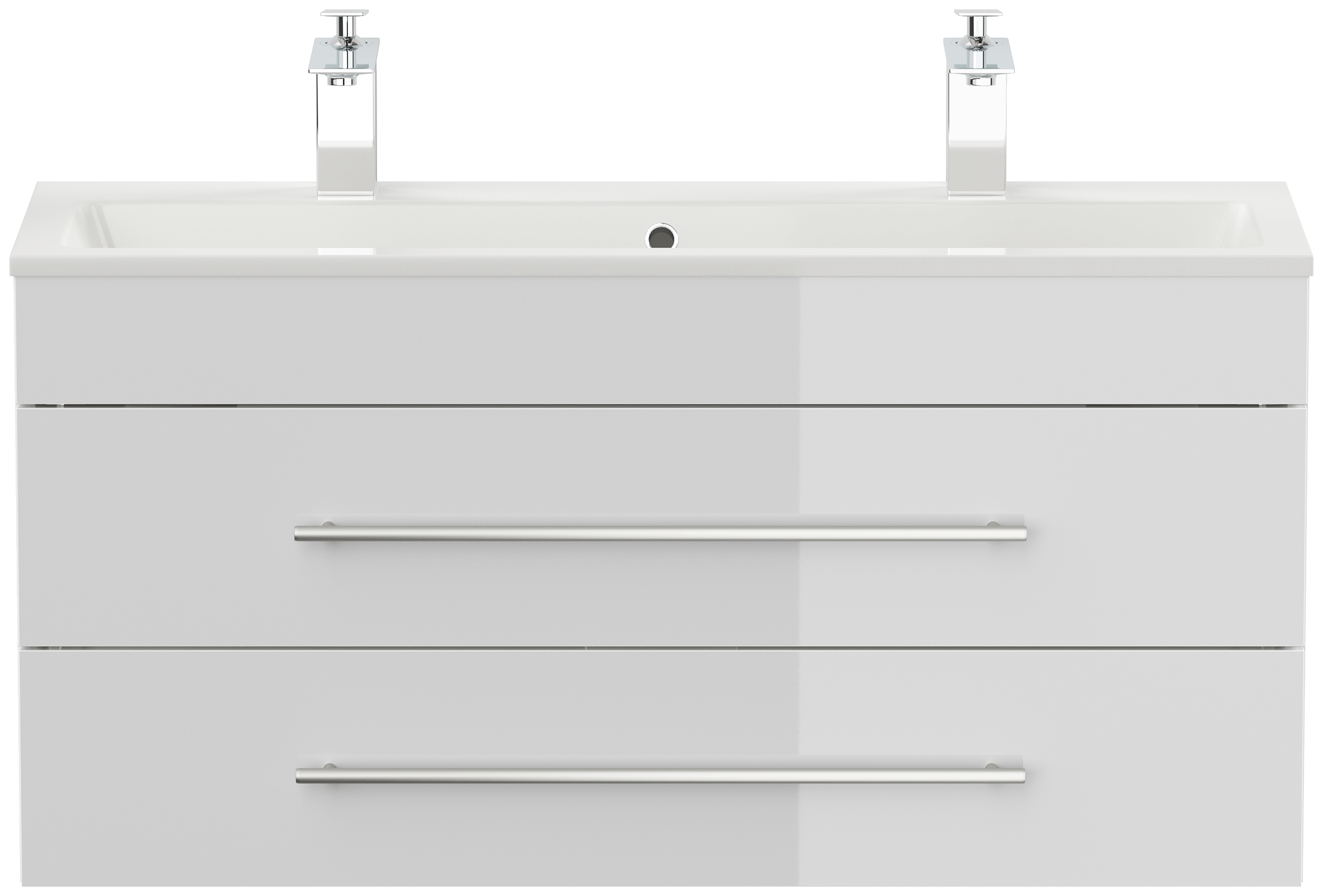 Badmöbel Mars 1000 f. 2 Hähne 100x36cm mit 2 SoftClose Schubladen weiss hochgl.