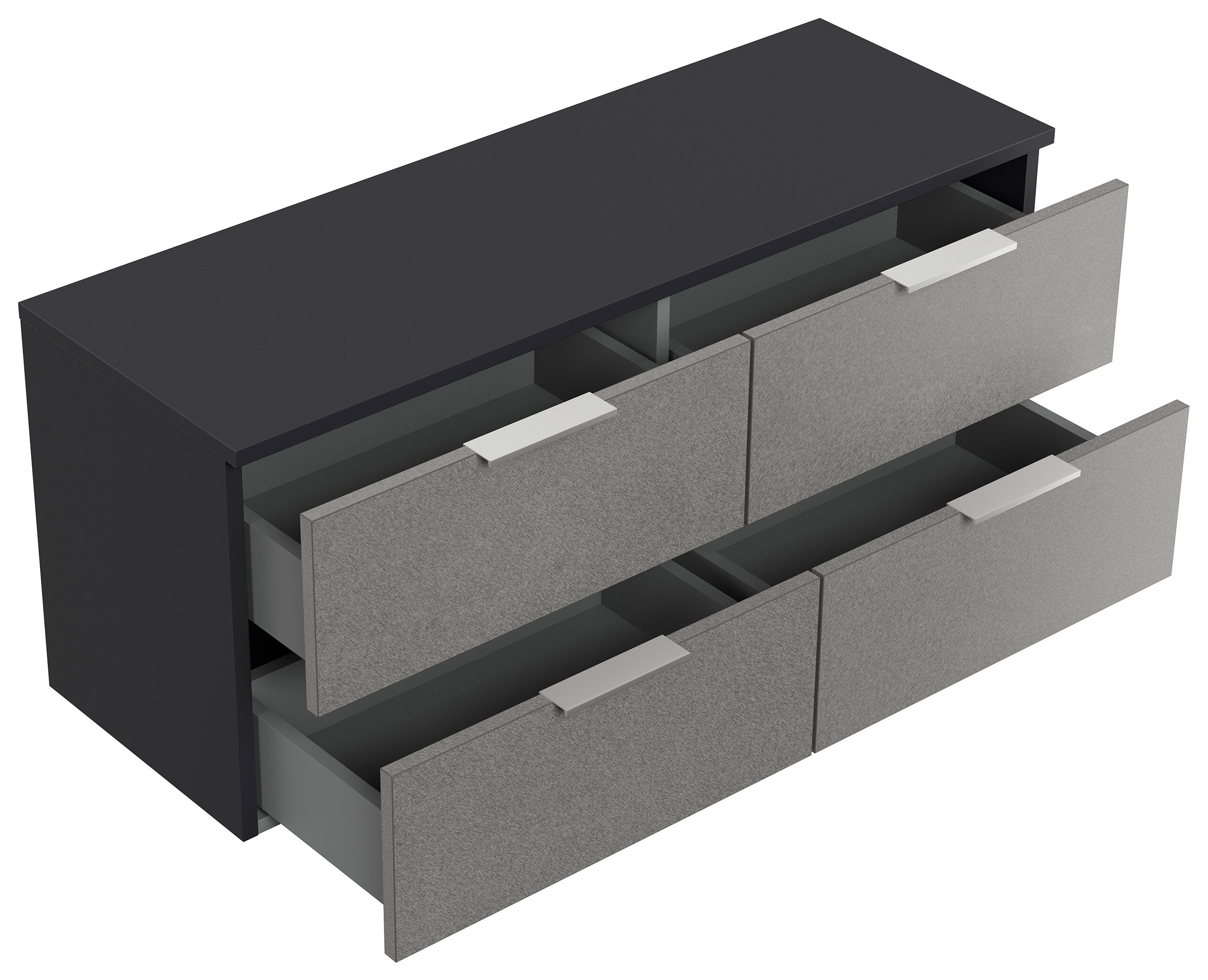 Design Hängekonsole Sideboard Urban Slimline 4 Softeinzüge lackiert Creme-Grafit