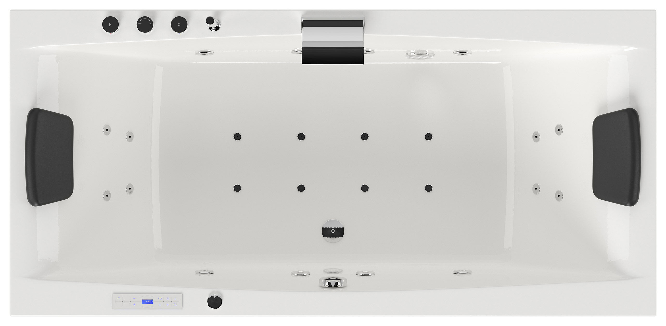 Rechteck Whirlpool Unity 190x90 Made in Germany 24 Düsen Befüllung Überlauf