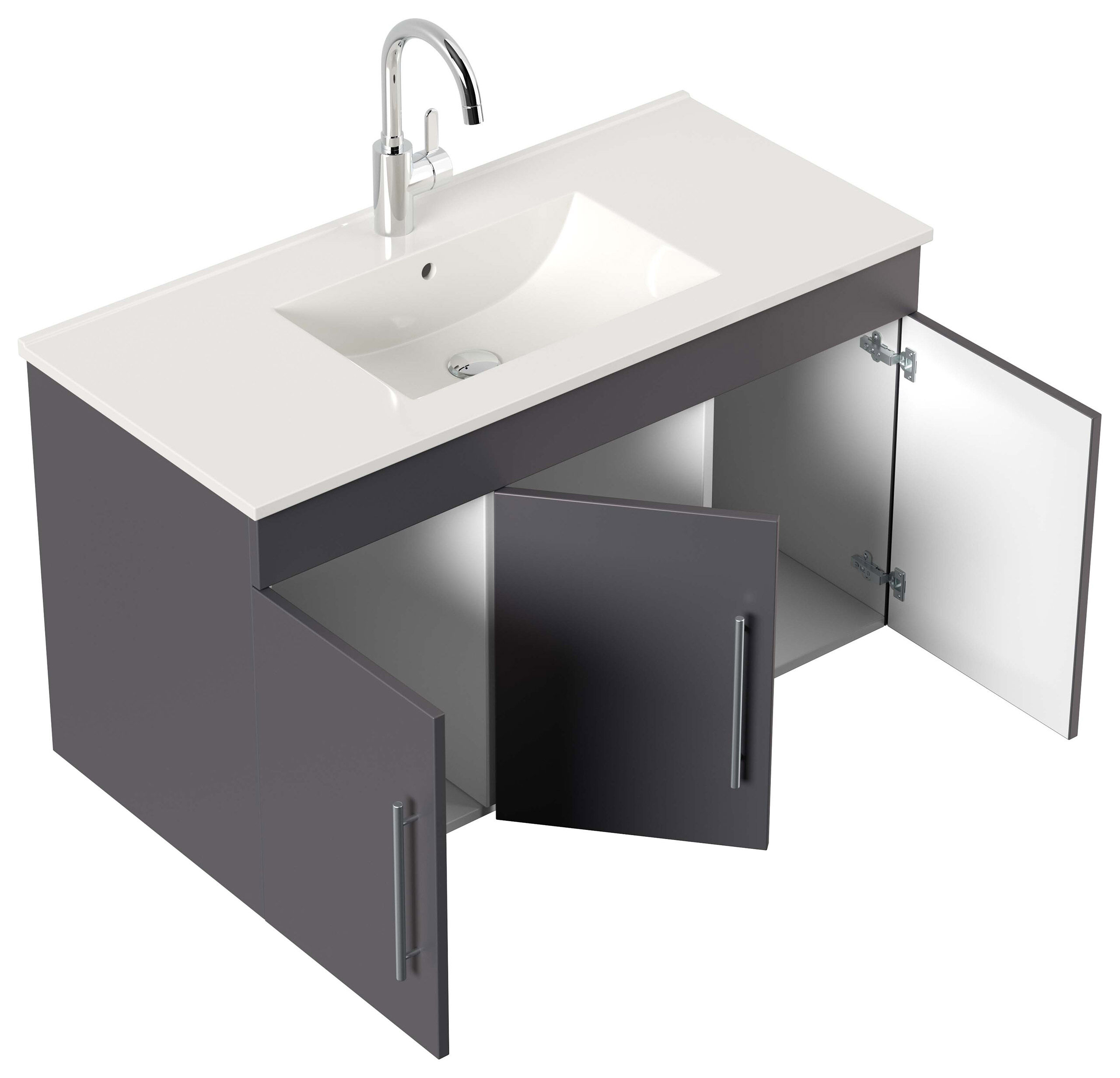Badmöbel-Set Venezia 100 cm (4-teilig) SoftClose anthrazit