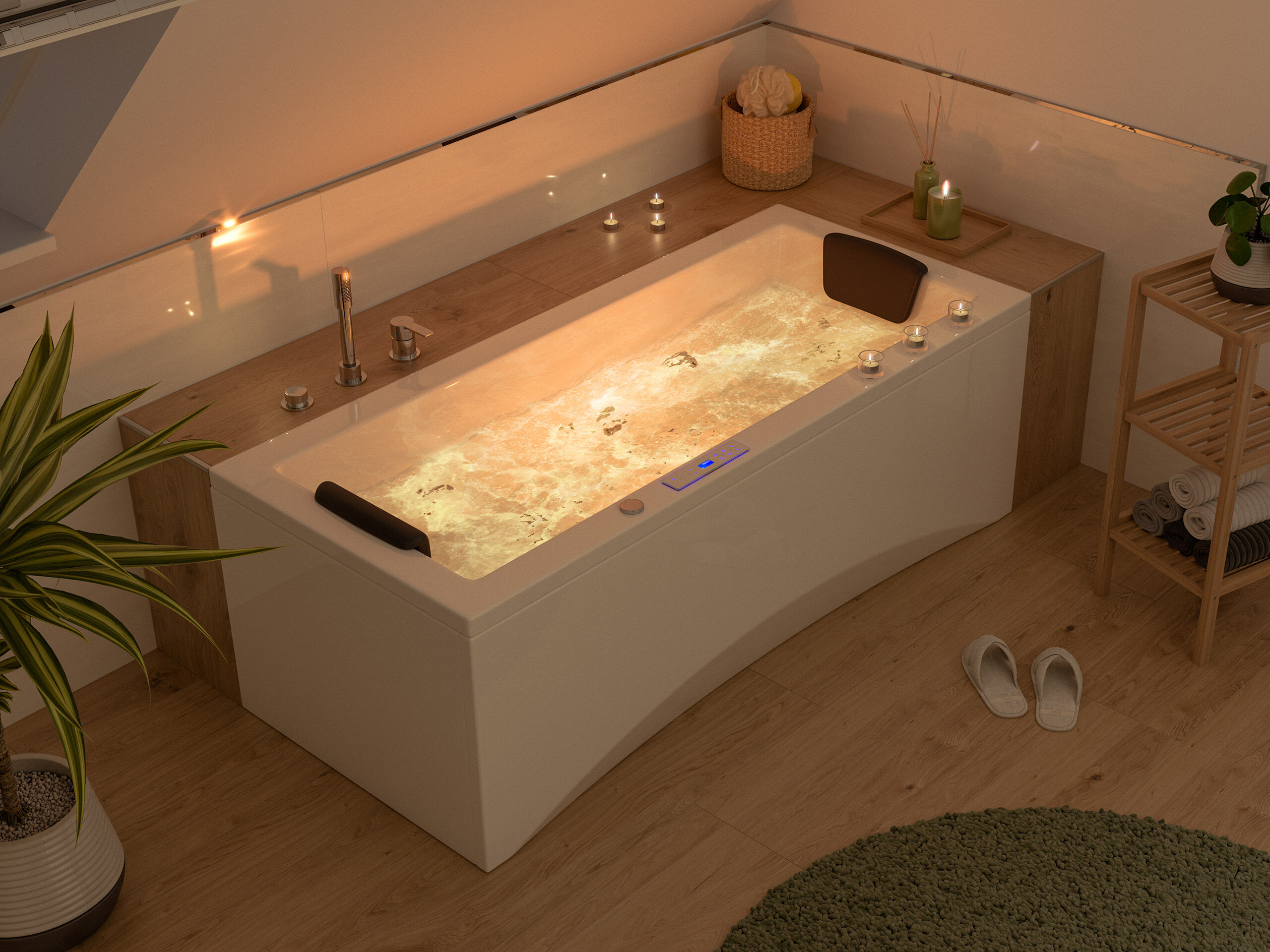 Rechteck Whirlpool Unity 170x75 Made in Germany 22 Massagedüsen ohne Armatur