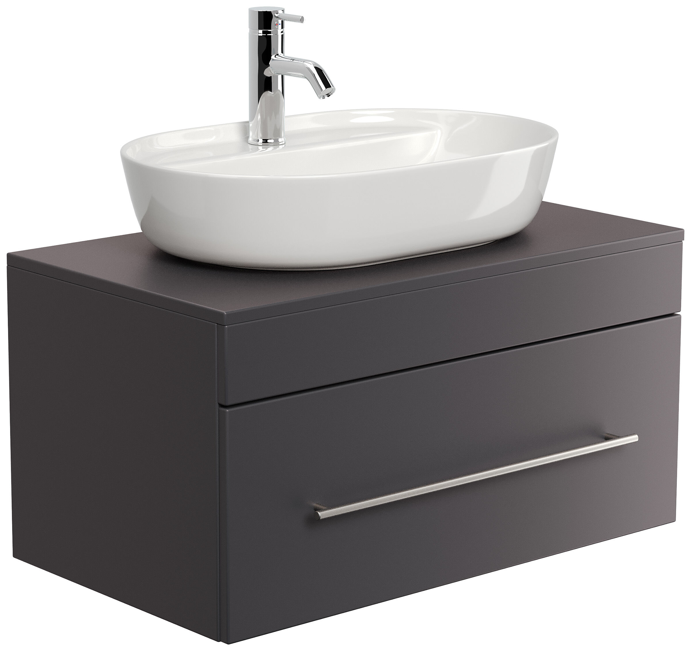 Badmöbel PEGASUS 80cm mit Design Aufsatzwaschbecken anthrazit