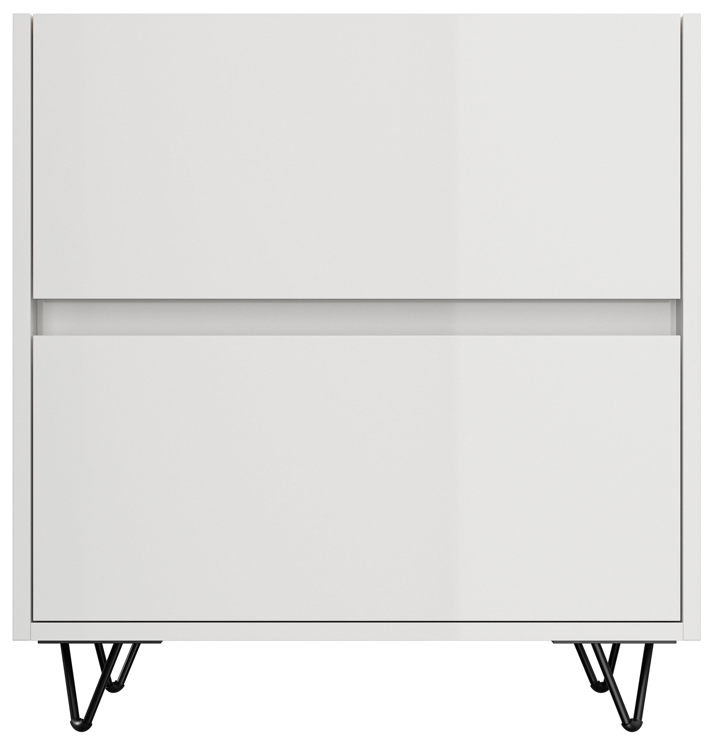 Nachttisch Yako 60cm 2 SoftClose stehend Weiß & Eiche Top