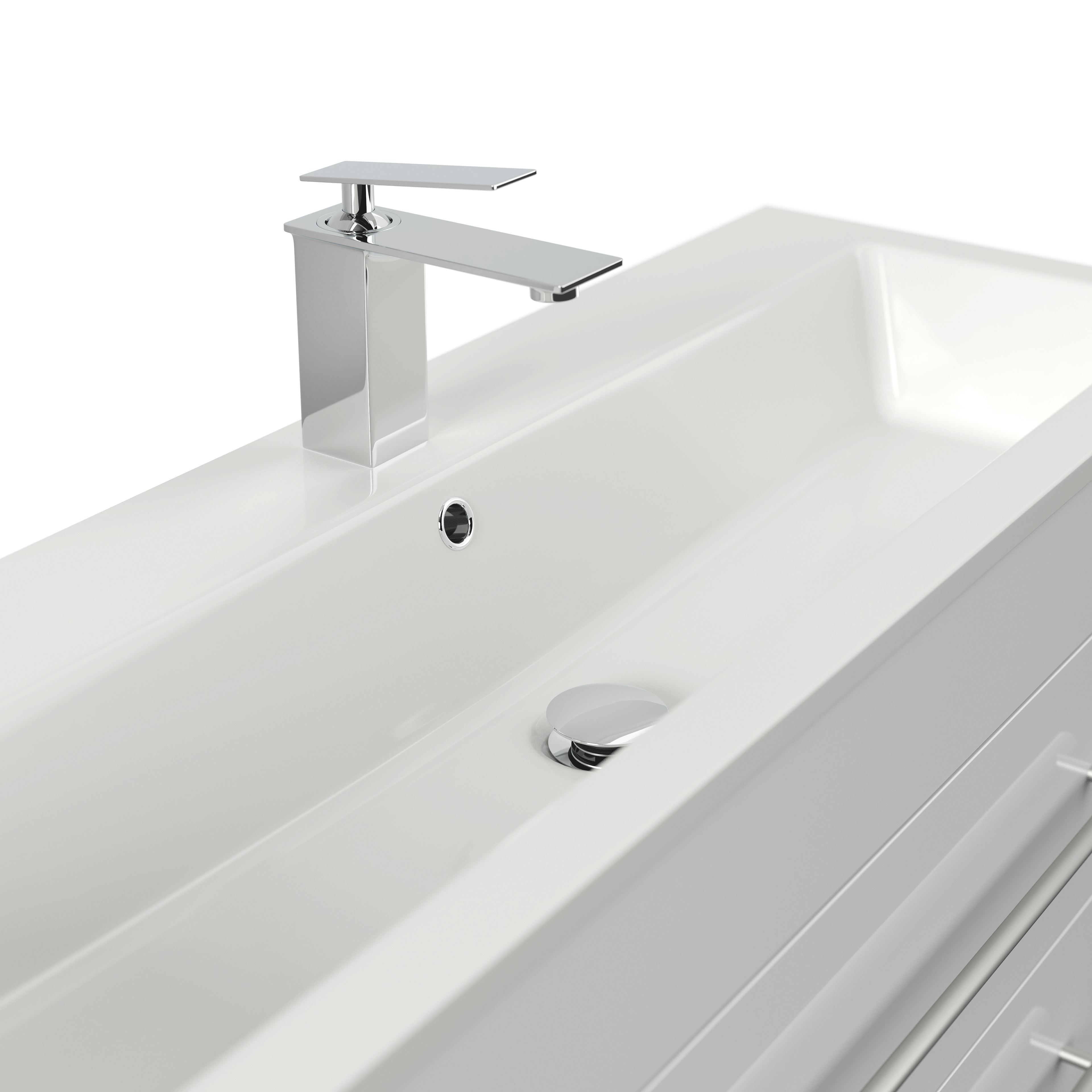Badmöbel Mars 1000 SlimLine 100x36cm mit 2 SoftClose Schubladen weiss hochglanz