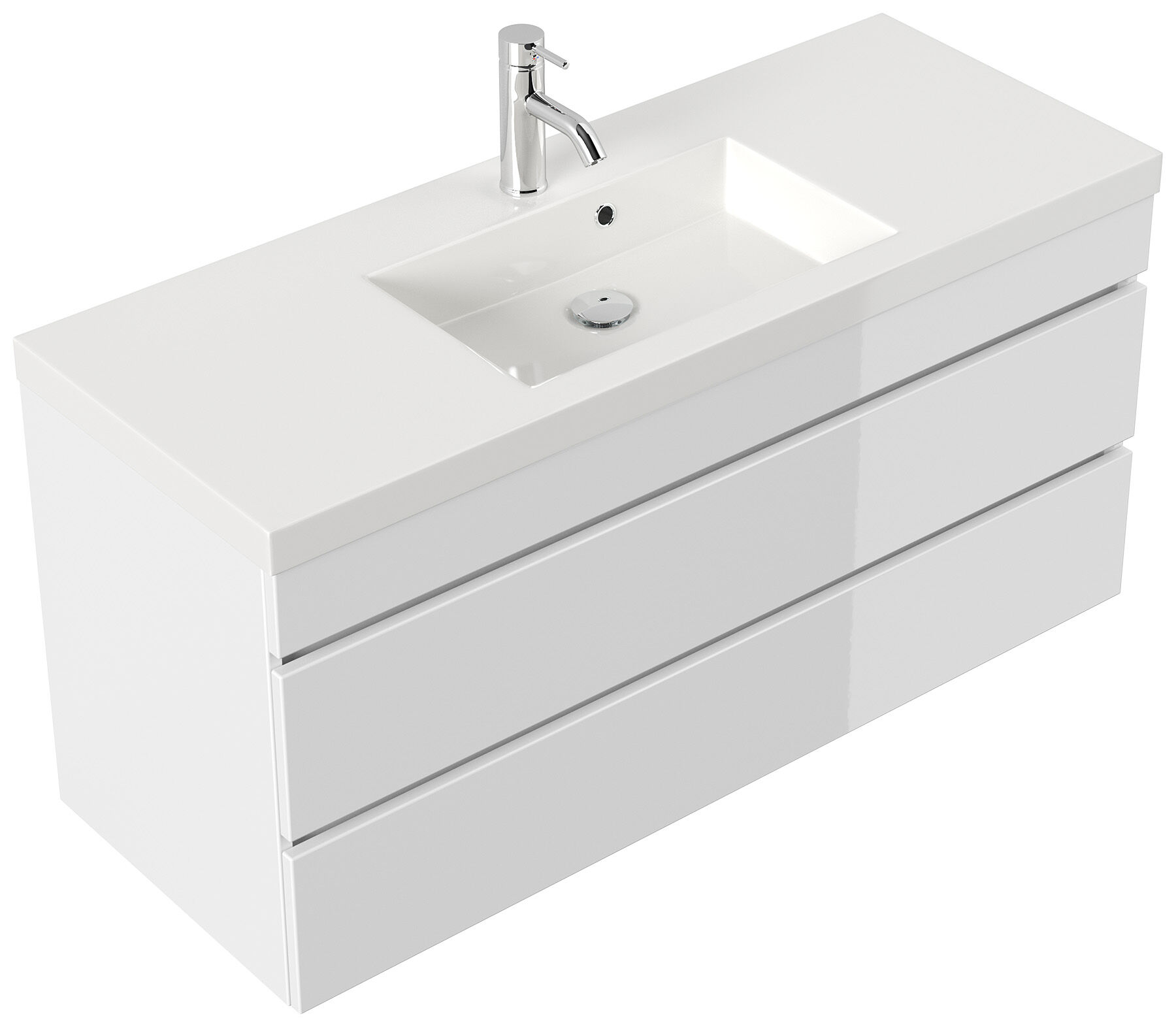 Badmöbel GENEVA 120 SoftClose weiss hochglanz mit grifflosen Schubladen
