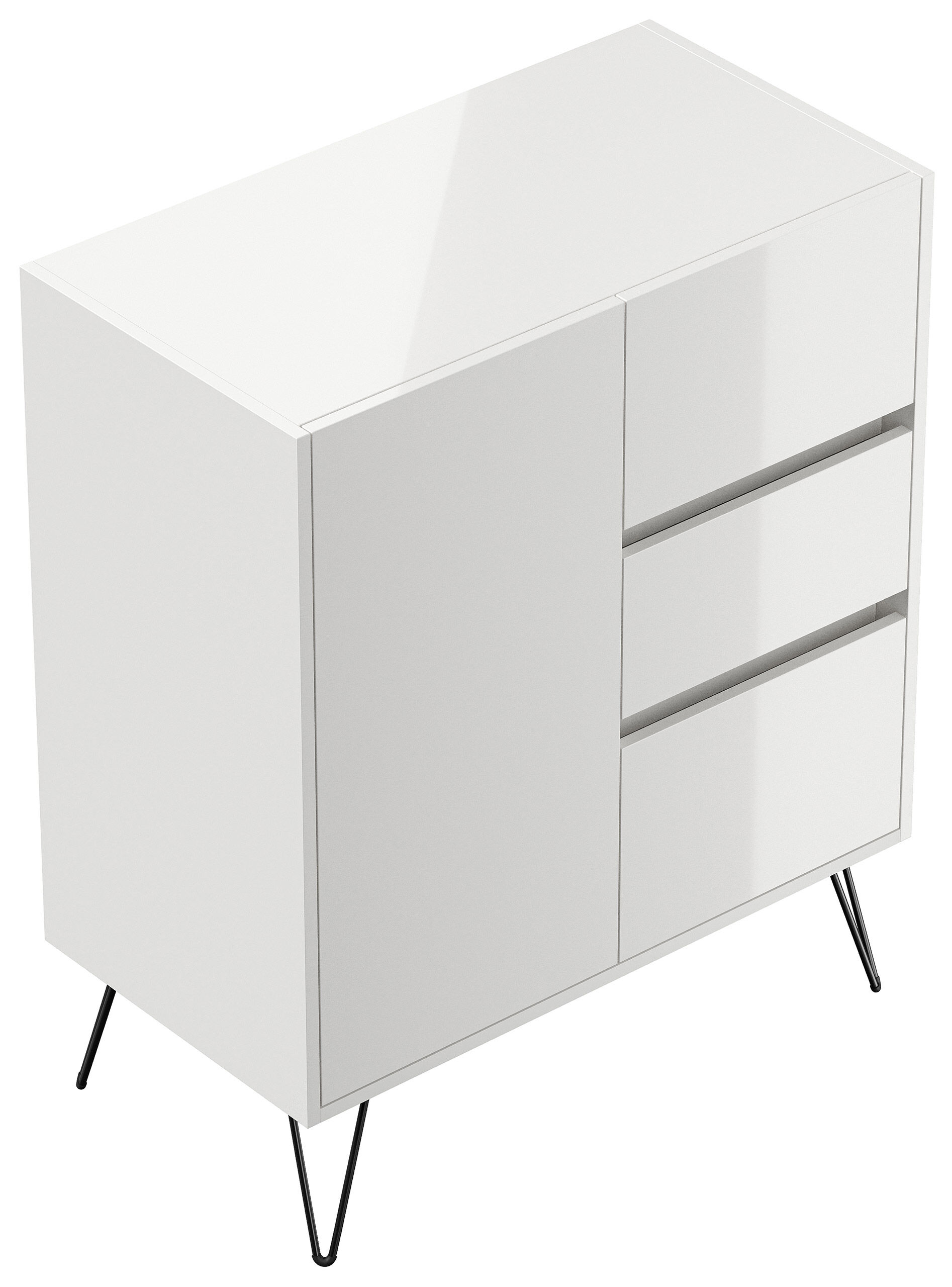 Design Sideboard Kommode Rauk 80cm 3 Greifraum SoftClose 1 Tür Grafit