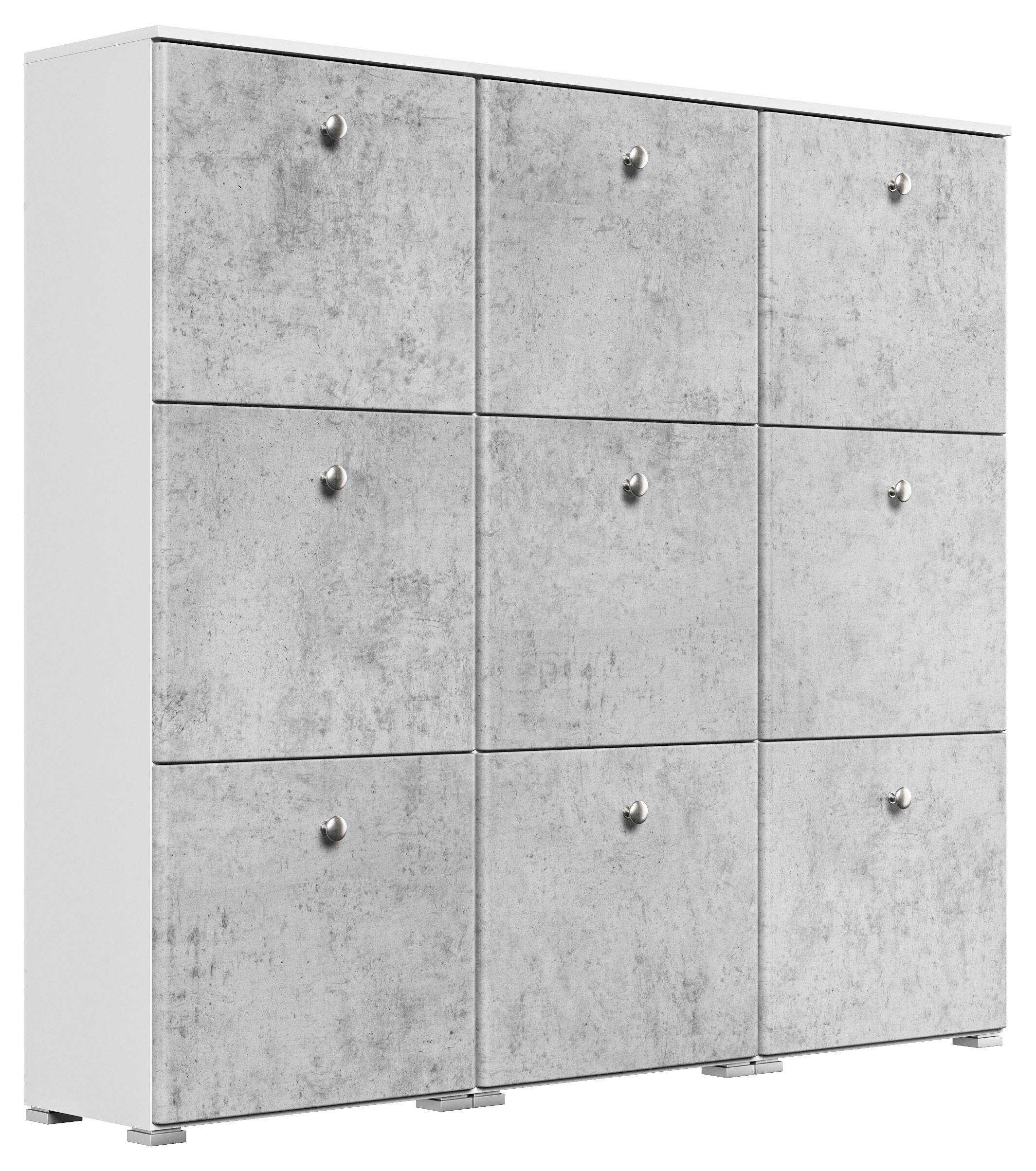 Schuhschrank XL Comfort 9 Klappen 36 Paar 157x141 cm Weiss-Weiss Hgl