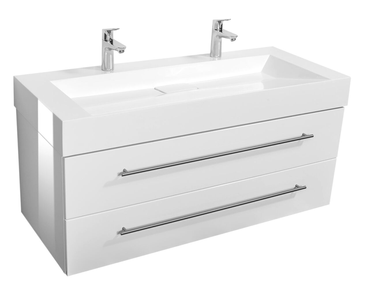 Badmöbel Design 1200 Doppel weiss hochglanz