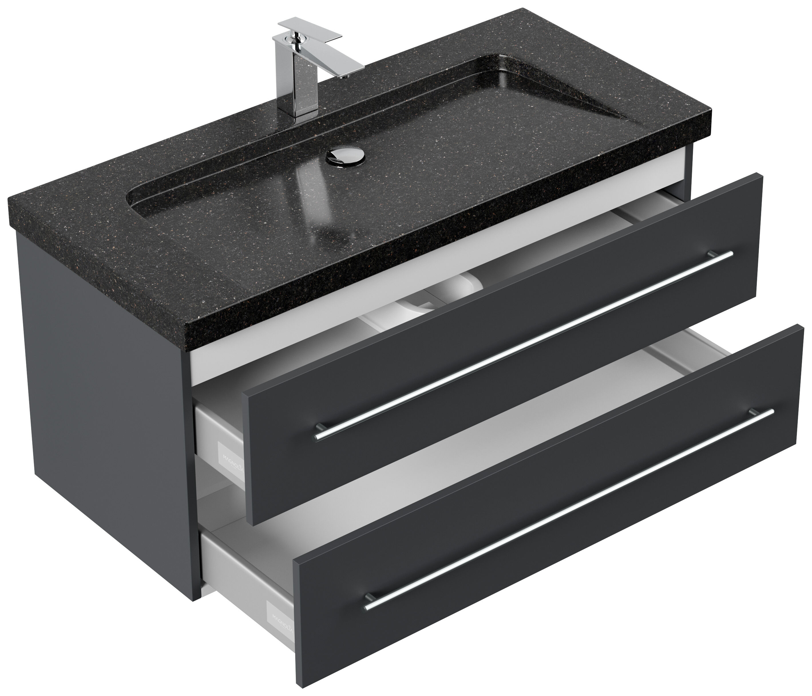 Badmöbel Granit Galaxy Black Damo 100 cm 1 Hahnloch SoftClose grafit