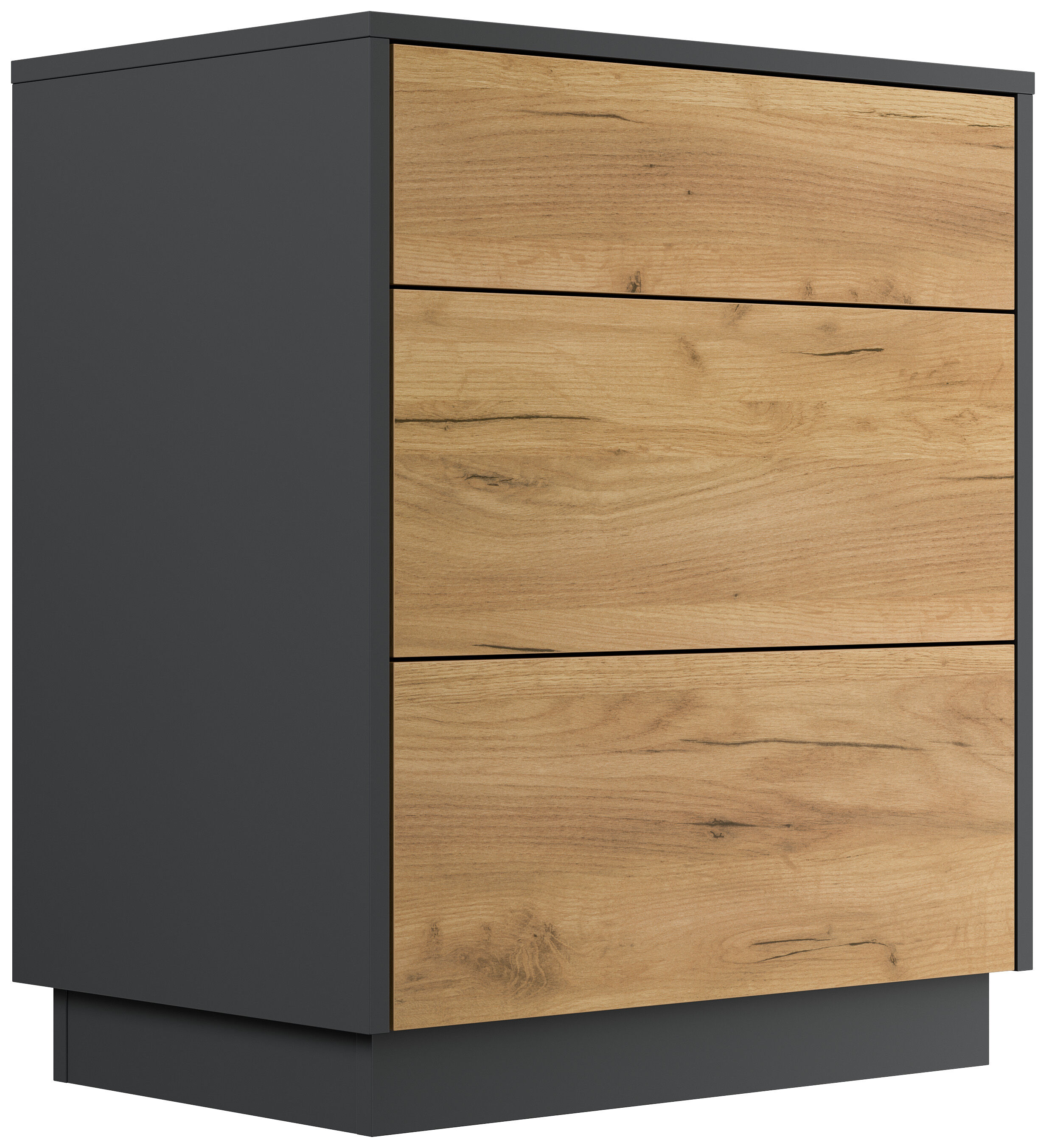 Design Nachttisch Lux L 60cm stehend, 3 Pushauszüge Grafit