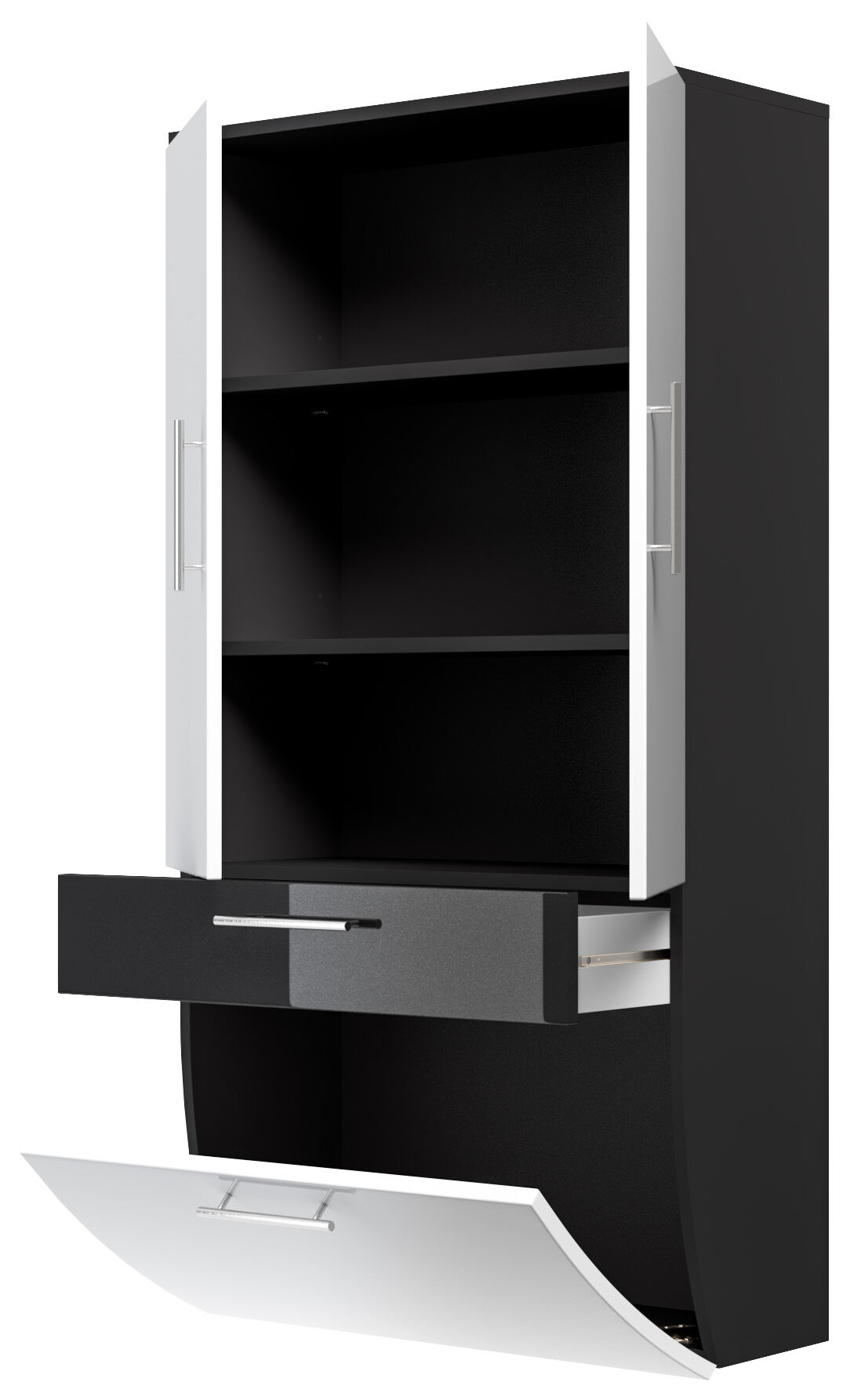 Hochschrank 135x70cm Salona L Weiss / Grafit