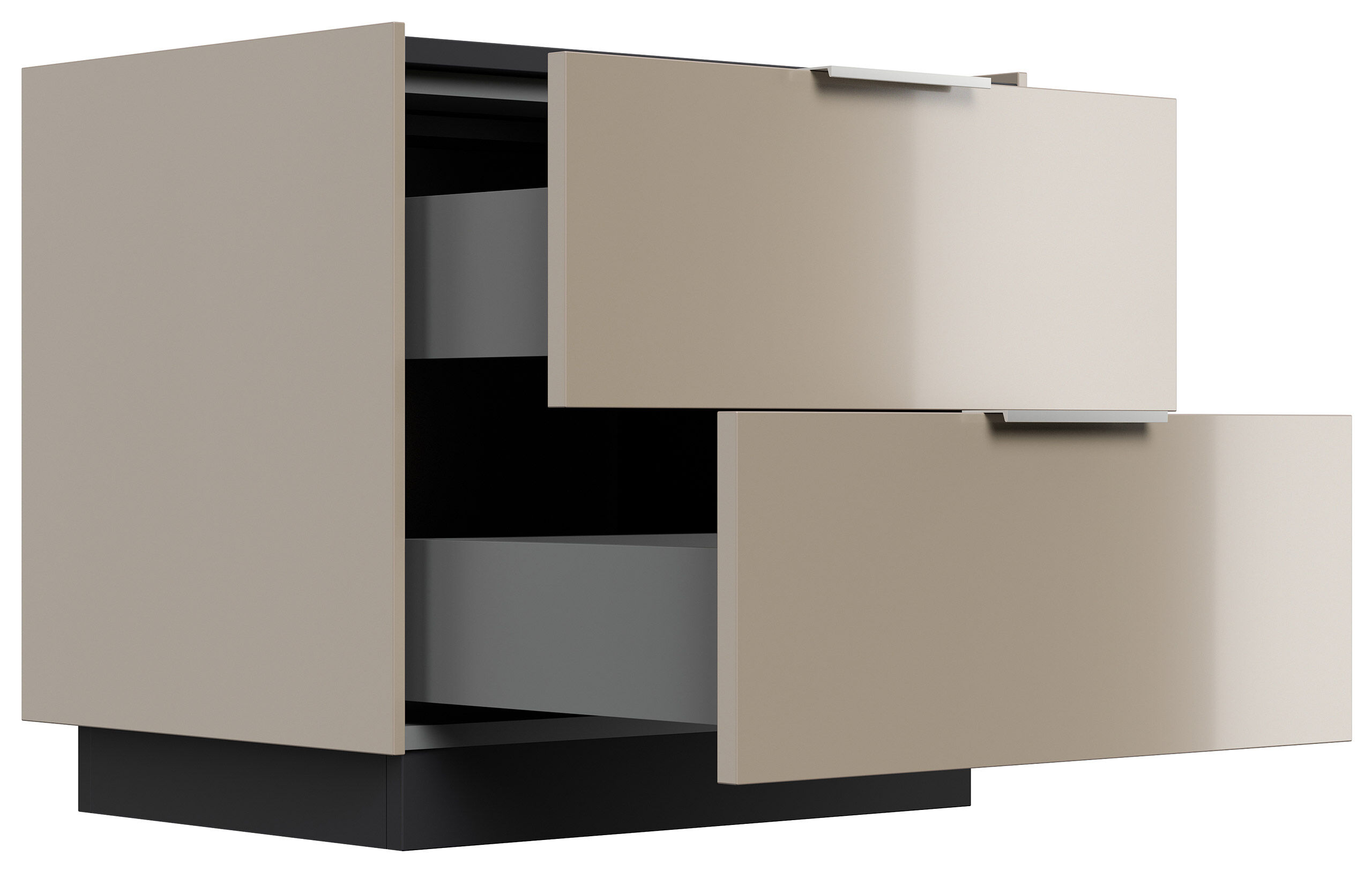 Design Nachttisch Kommode Artem 60cm, 2 Softeinzüge lackiert Weiß Hgl