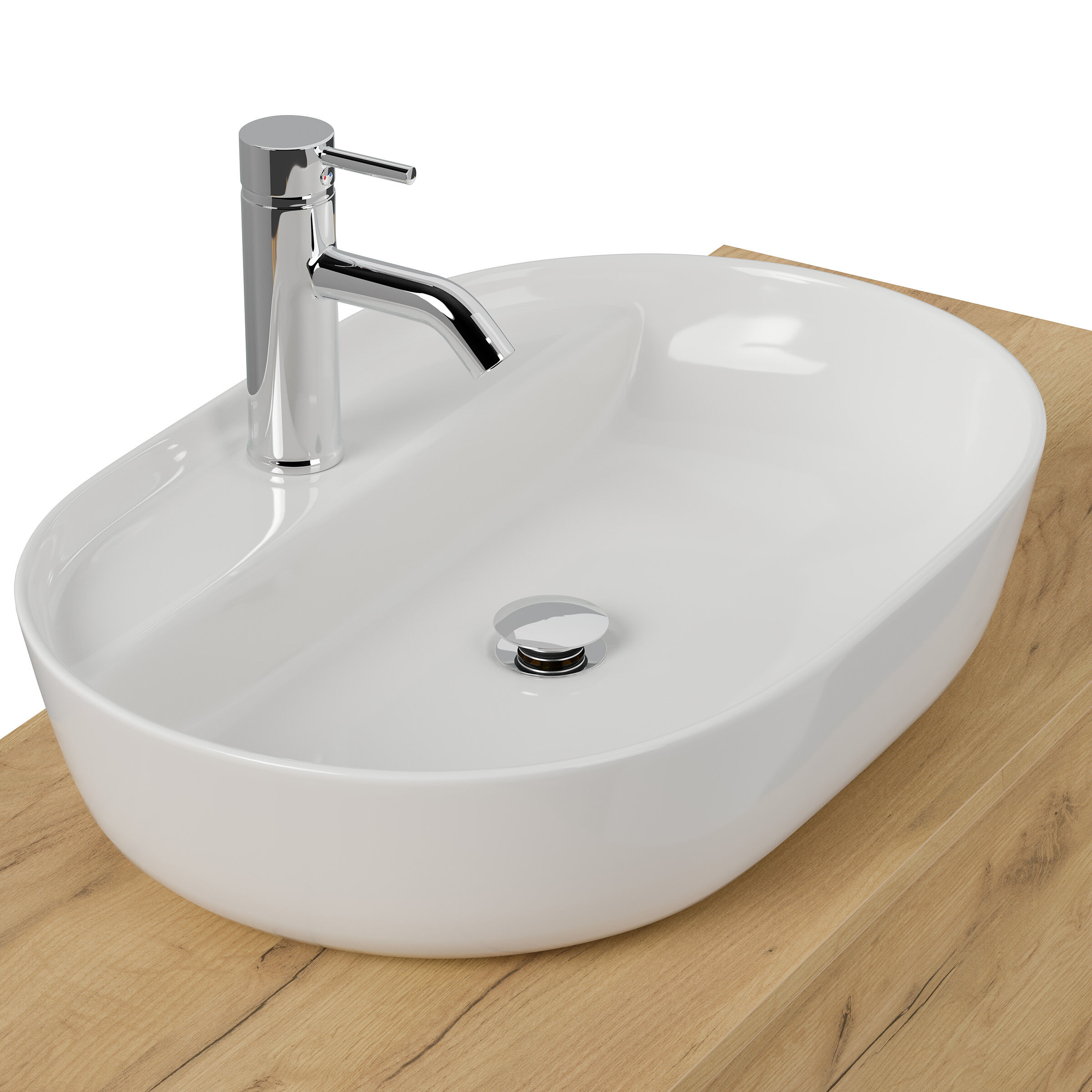 Badmöbel Taifun 120cm mit Design Aufsatzwaschbecken eiche gold