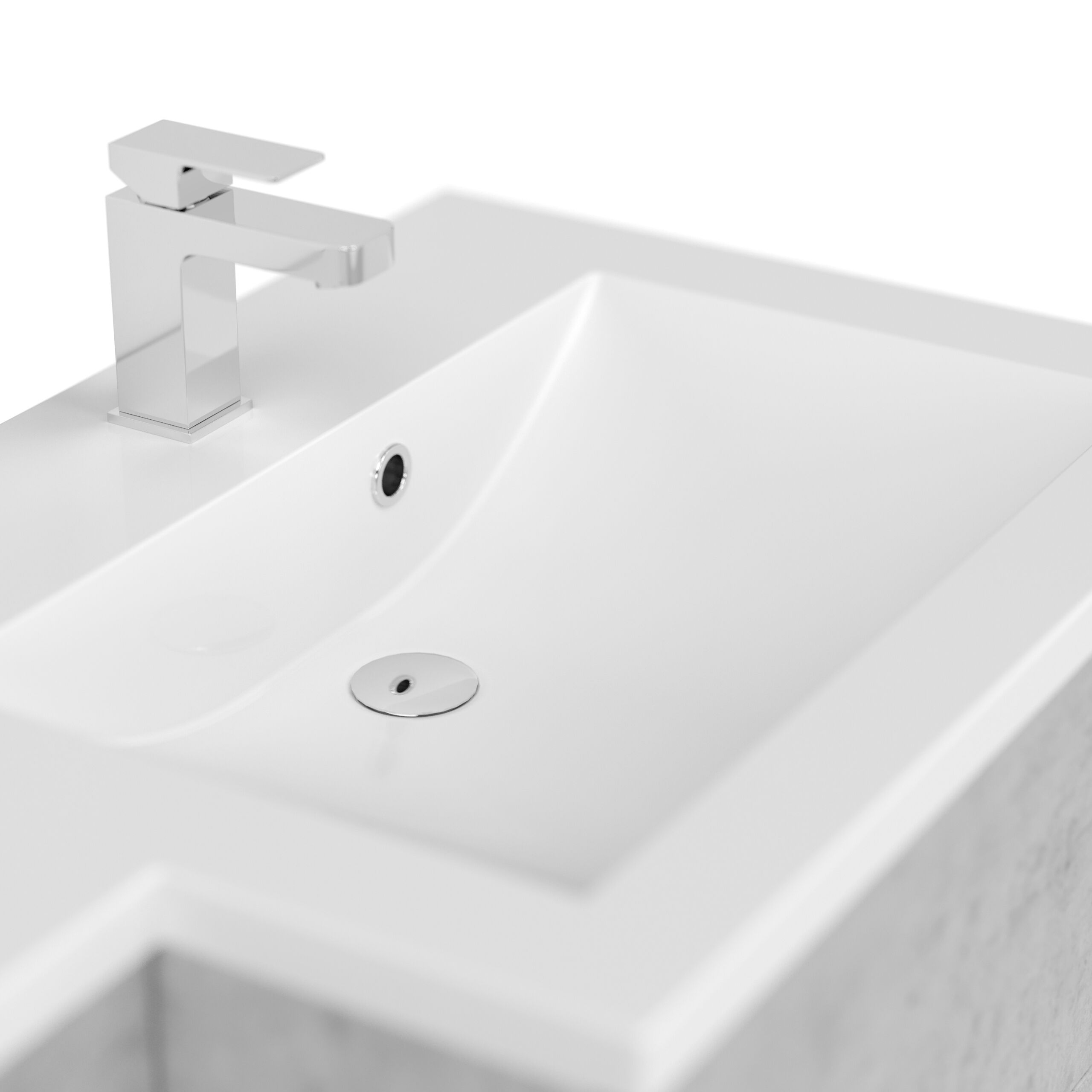 Badblock Adelia links inkl. LED-Spiegelschrank SoftClose beton
