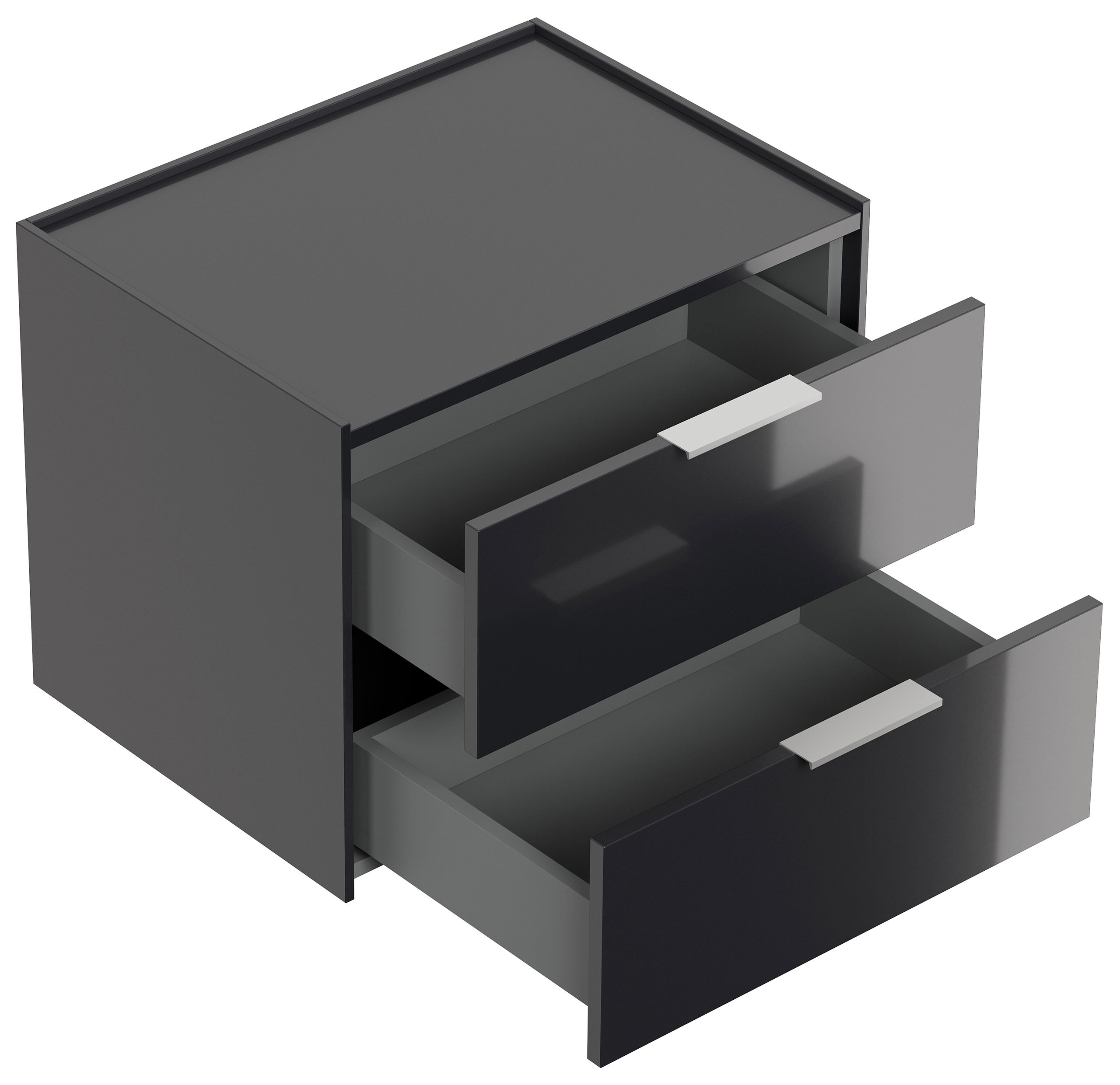 Design Nachttisch Kommode Artem 60cm, 2 Softeinzüge lackiert Weiß Hgl