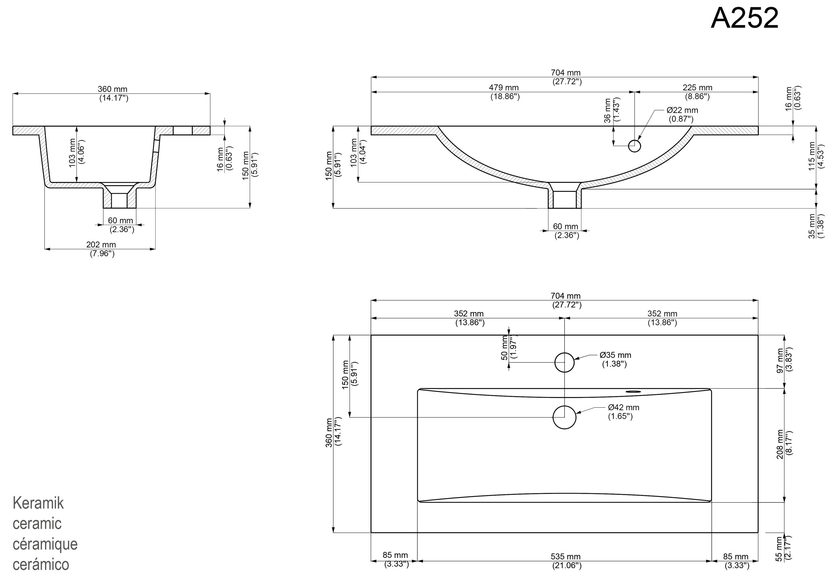 Badmöbel Mars 700 2-teilig mit LED Spiegel SlimLine grafit