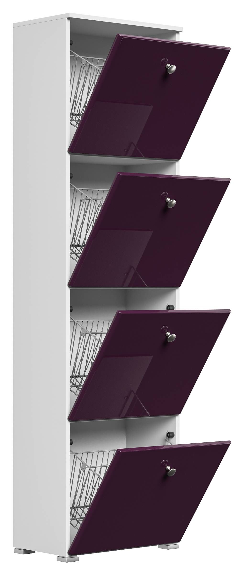 Garderobe Set 013 Lancaster 3 tlg Schuhschrank 4 Klappen 16 Paar Weiss-Weiss Hgl