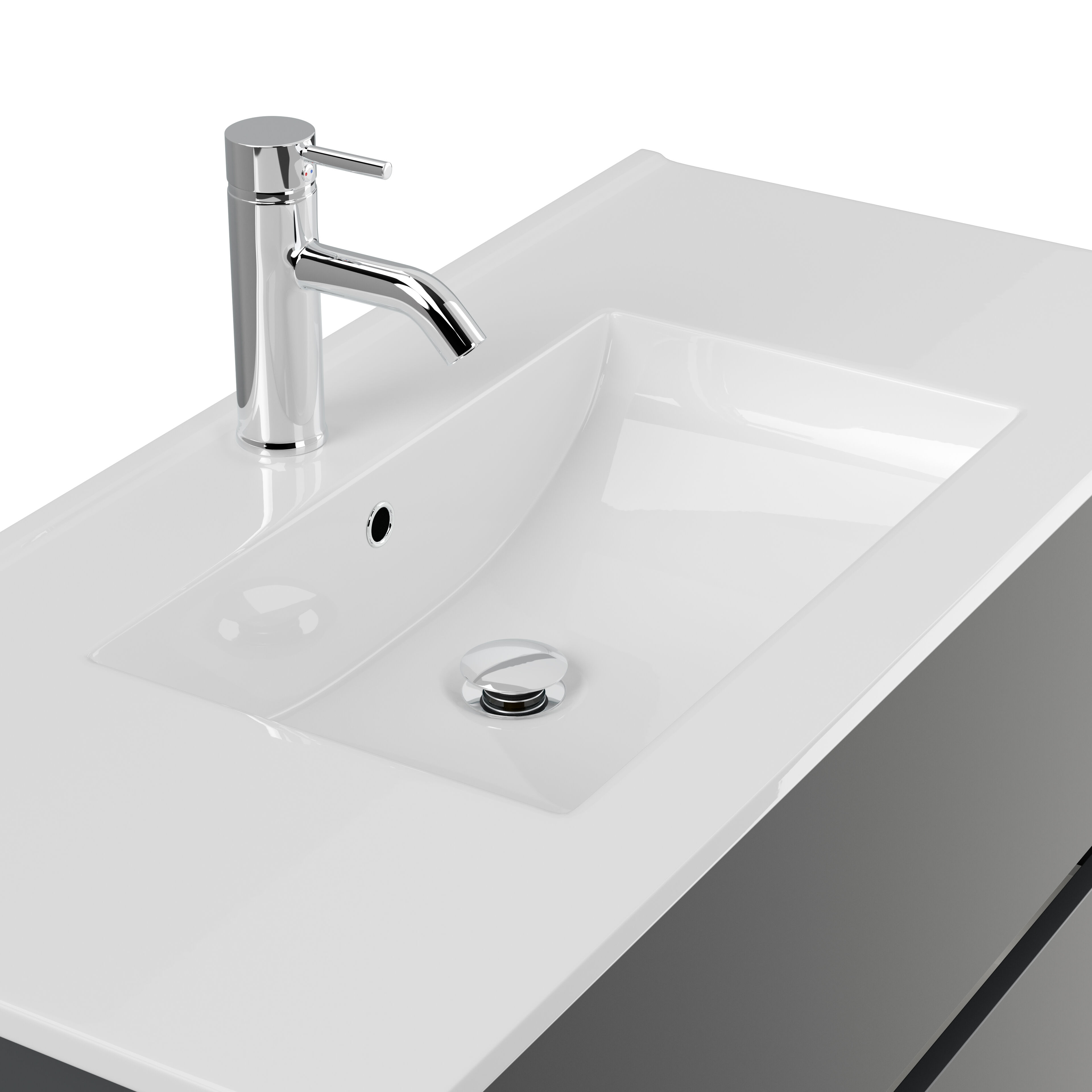 Badmöbel Set Taifun 4tlg. 100 cm mit Spiegelschrank & 2x Seitenschrank Grafit