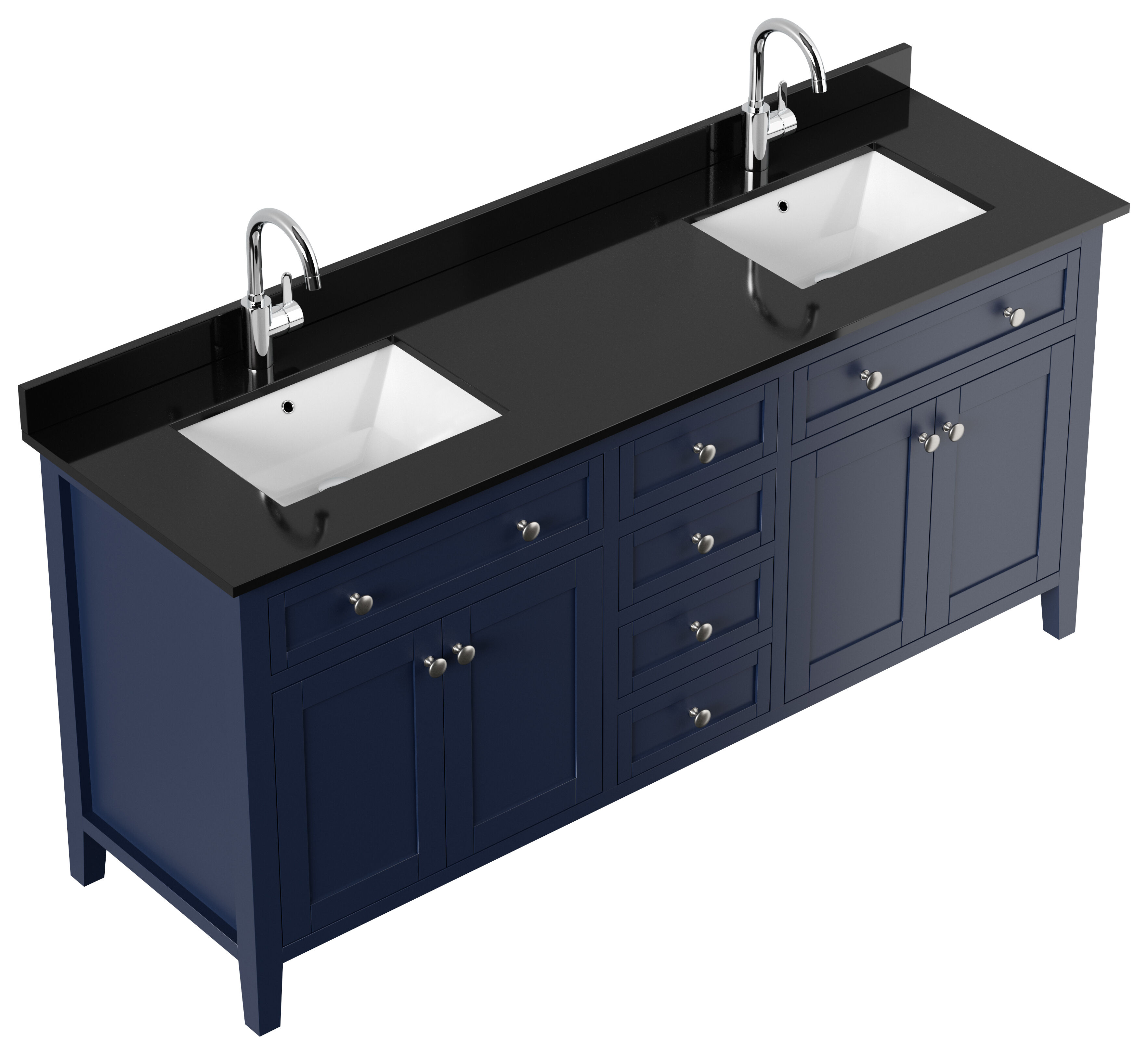 Landhaus Badmöbel-Set 2tlg Postigo 180 Quarz schwarz montiert blau lackiert 
