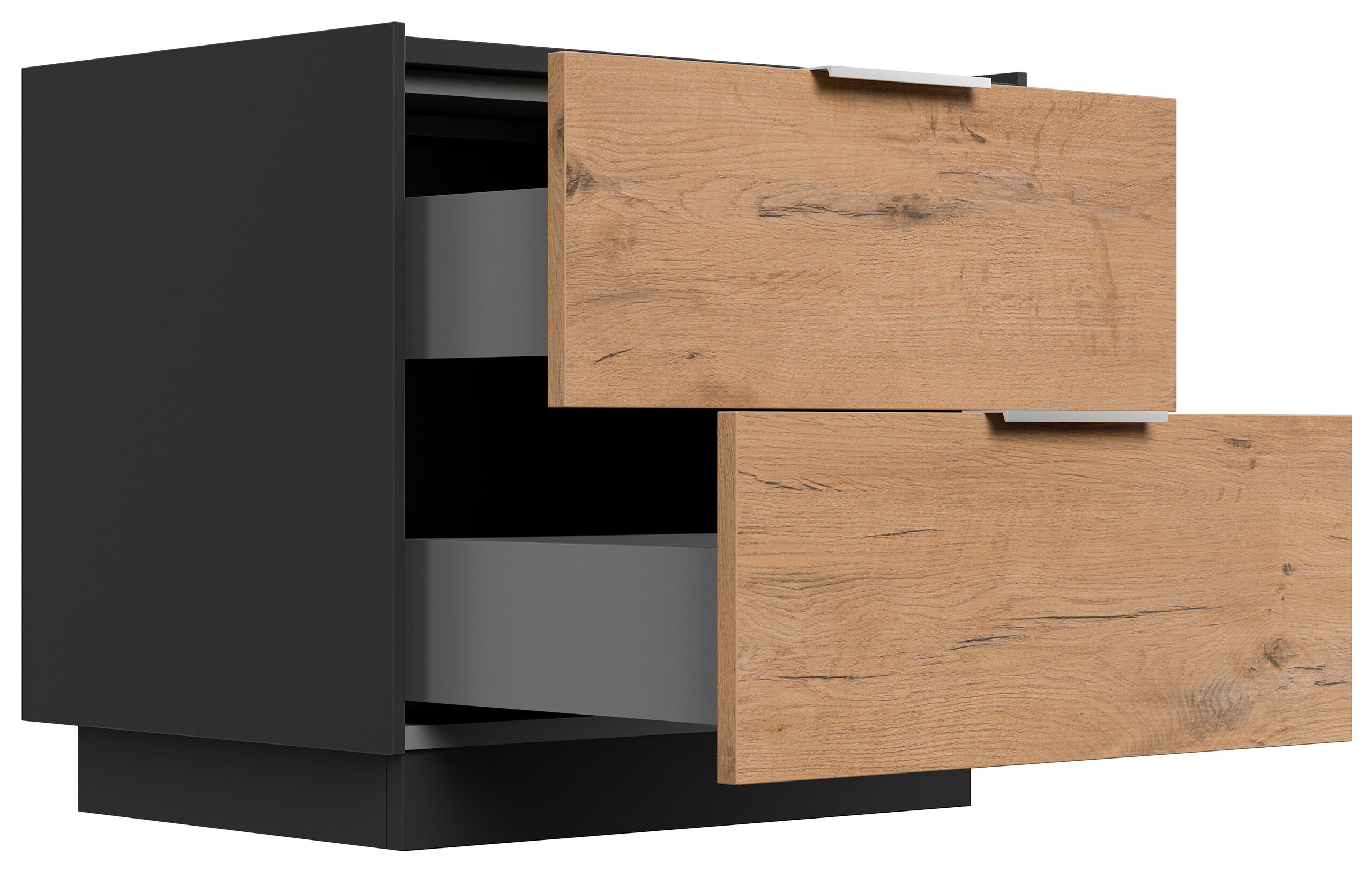 Design Nachttisch Kommode Artem 60cm, 2 Softeinzüge lackiert Weiß Hgl
