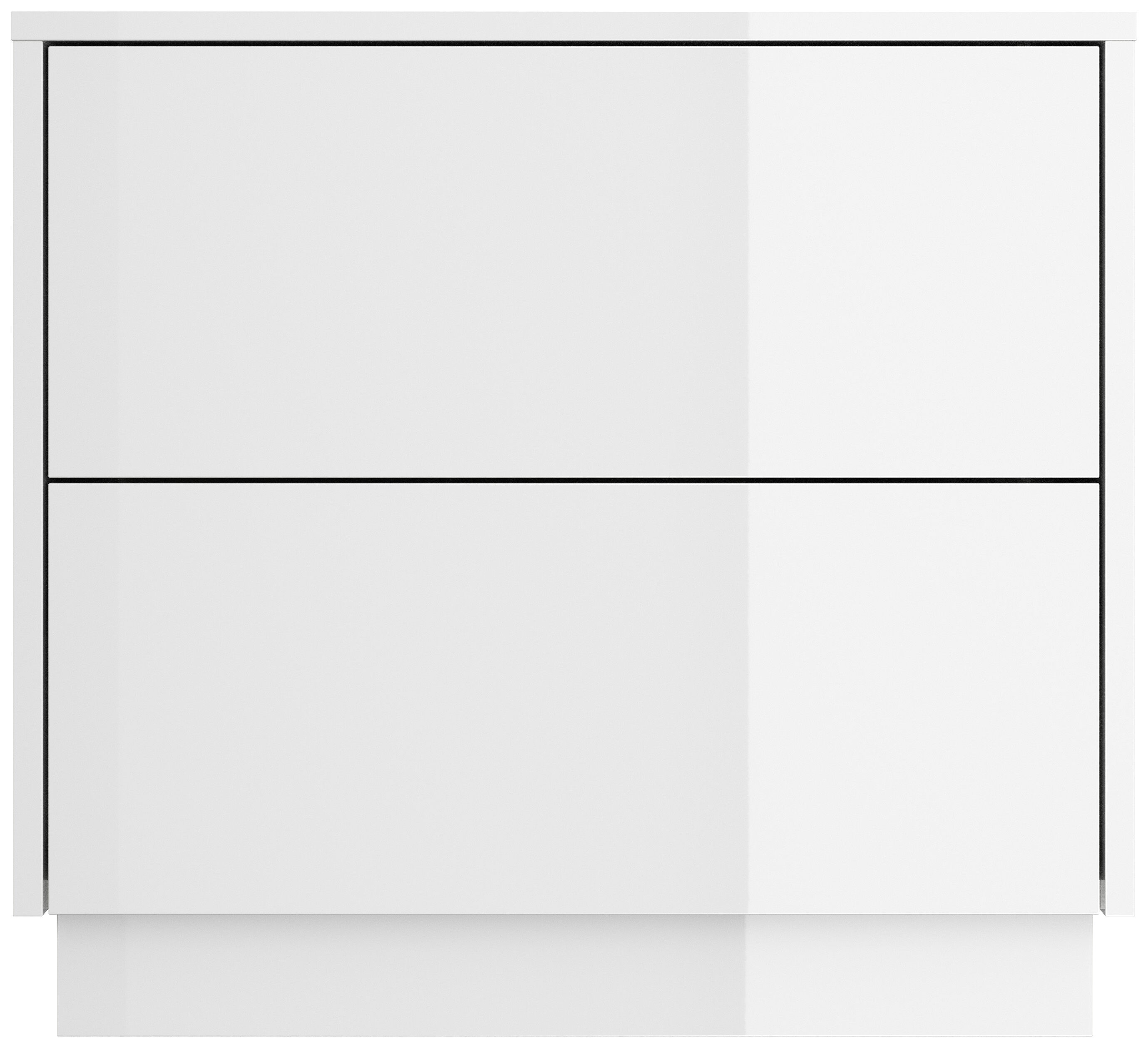 Design Nachttisch Concepto L 60cm stehend, 2 Pushauszüge Weiß Hgl Eiche